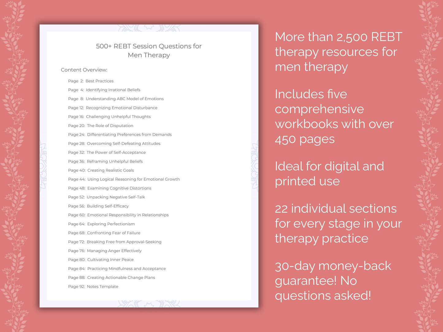 Men Rational Emotive Behavior Therapy (REBT) Therapist Worksheets