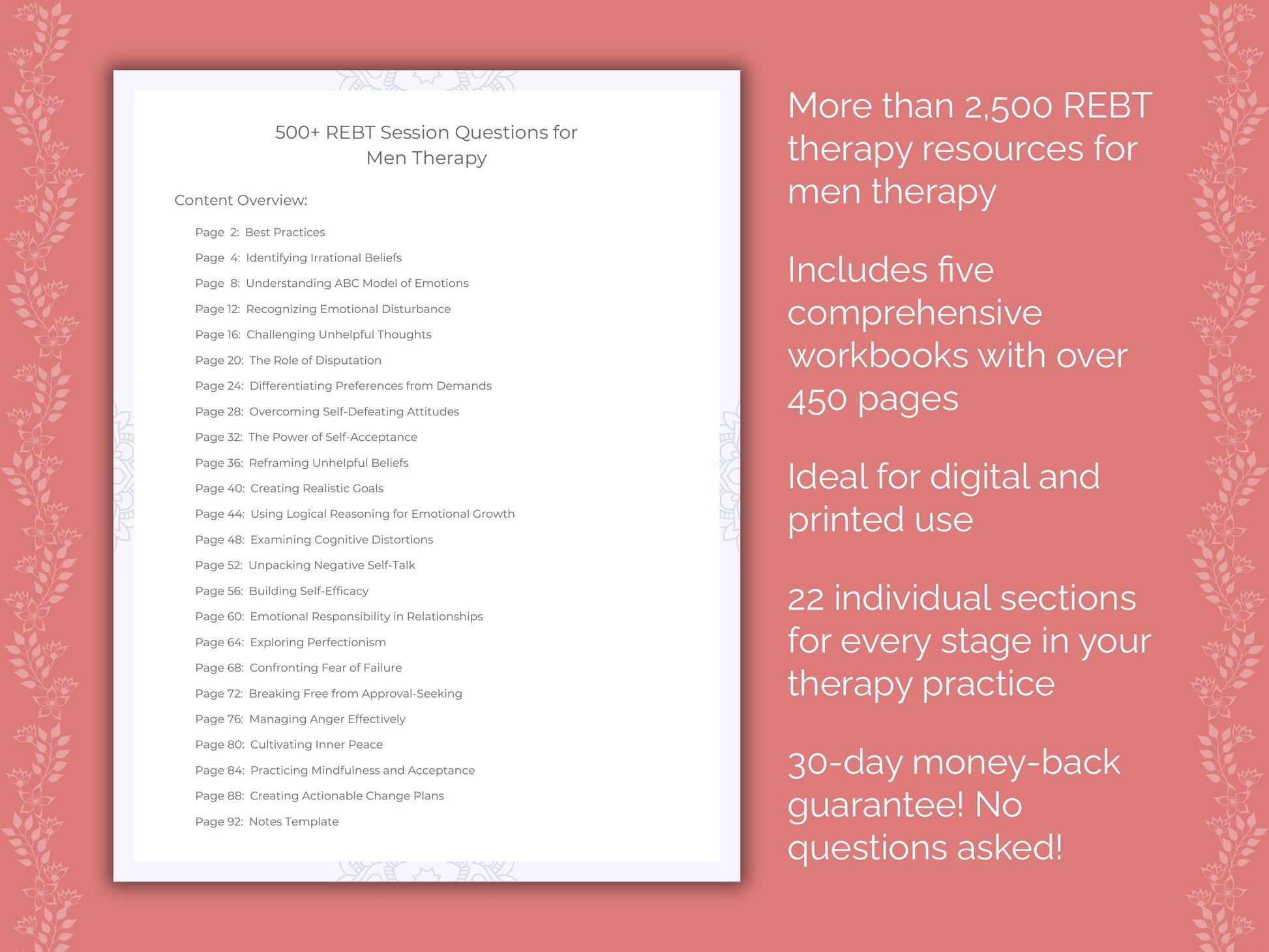 Men Rational Emotive Behavior Therapy (REBT) Therapist Worksheets
