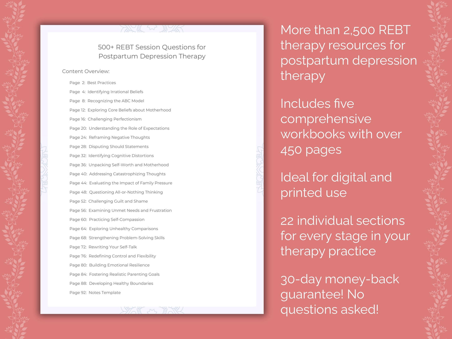 Postpartum Depression Rational Emotive Behavior Therapy (REBT) Therapist Worksheets