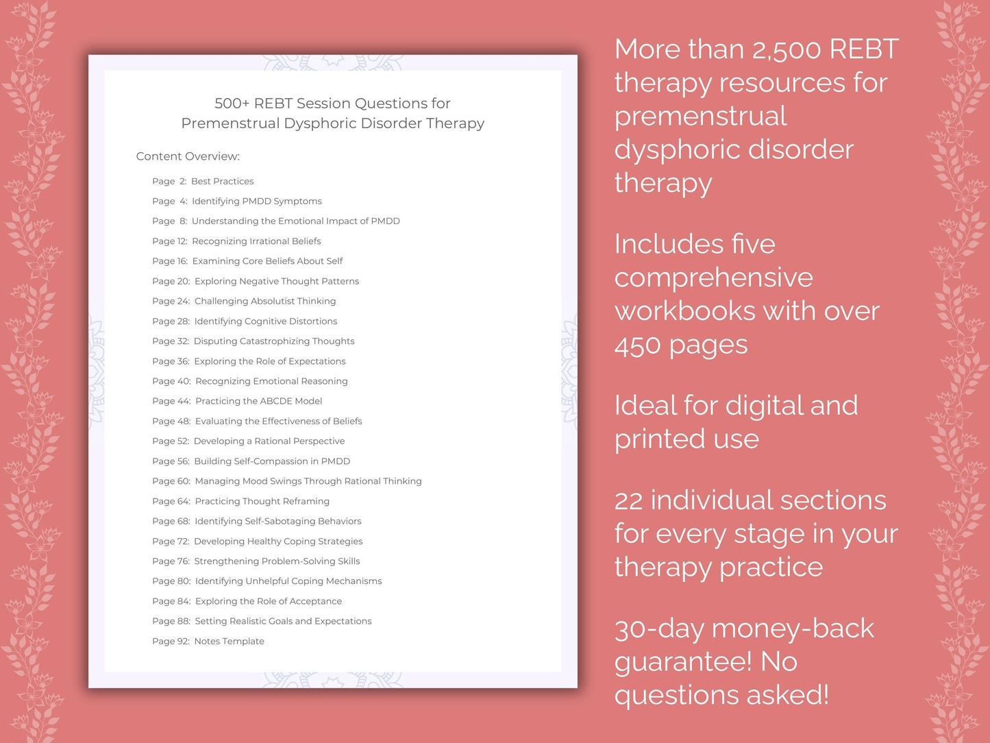 Premenstrual Dysphoric Disorder Rational Emotive Behavior Therapy (REBT) Therapist Worksheets