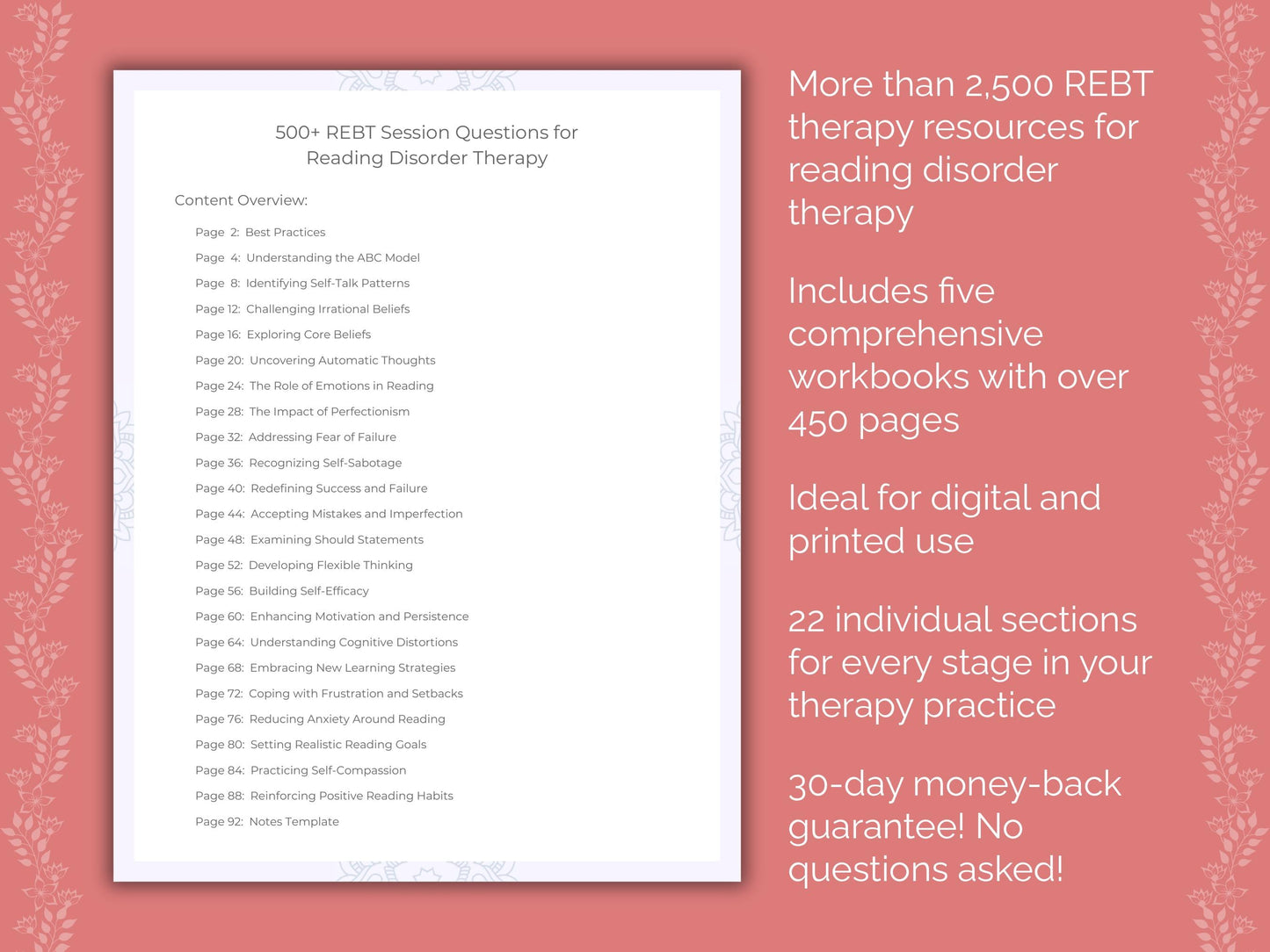 Reading Disorder Rational Emotive Behavior Therapy (REBT) Therapist Worksheets