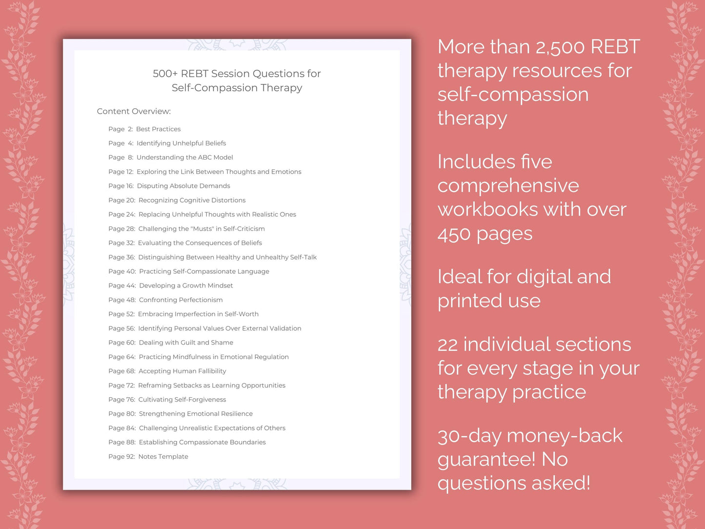 Self-Compassion Rational Emotive Behavior Therapy (REBT) Therapist Worksheets