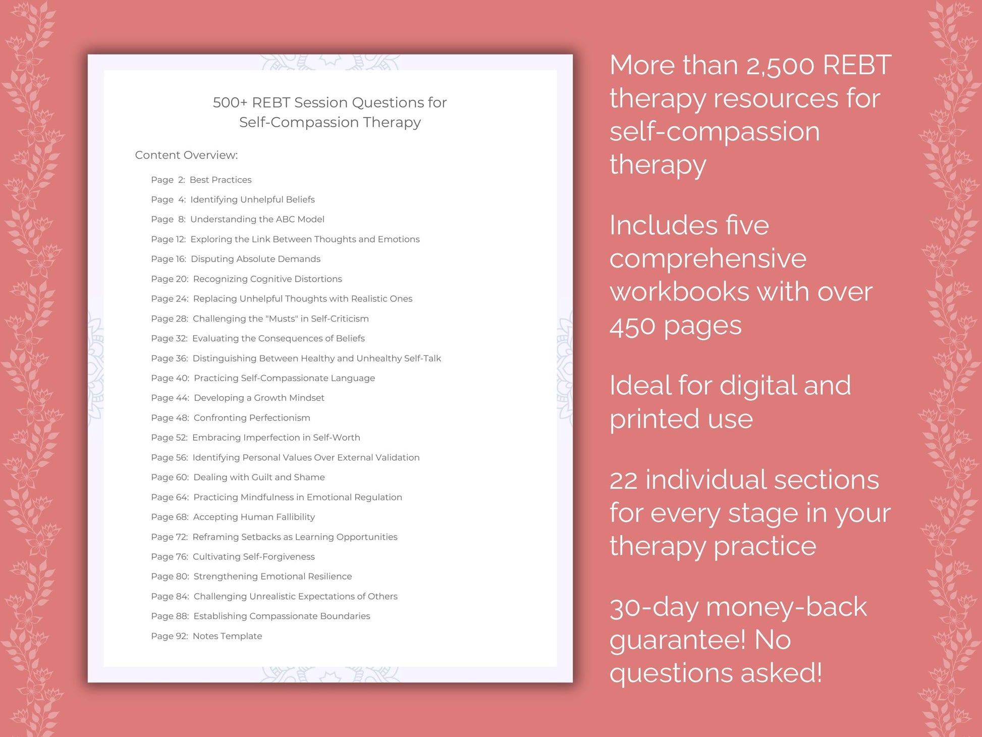 Self-Compassion Rational Emotive Behavior Therapy (REBT) Therapist Worksheets