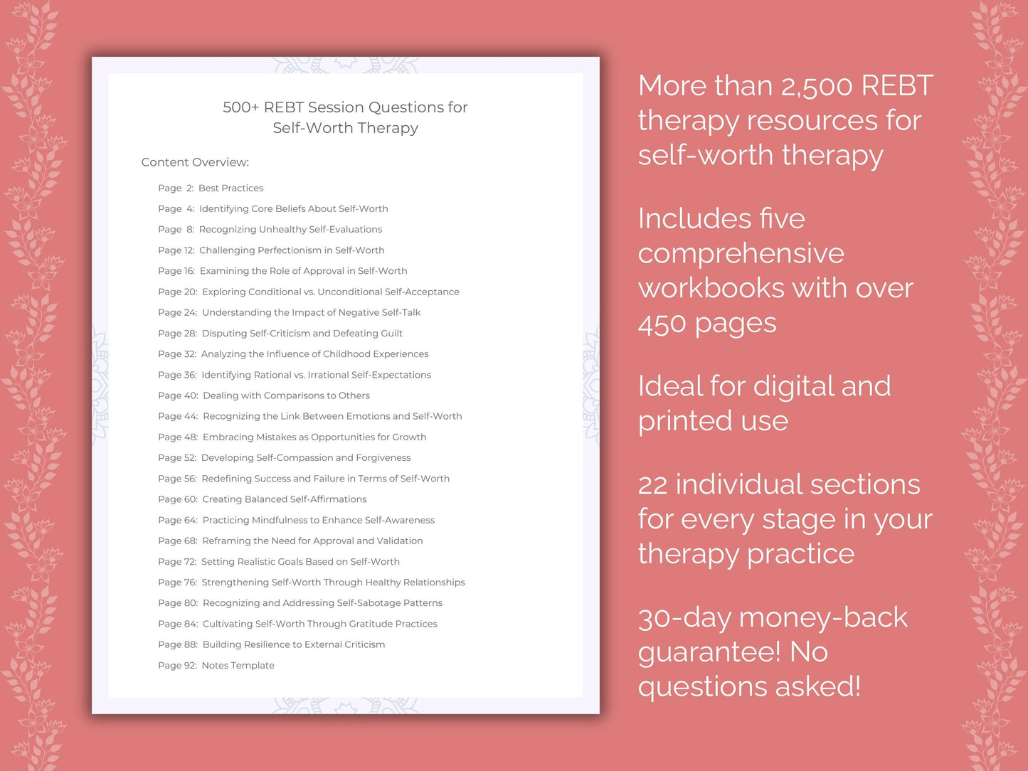 Self-Worth Rational Emotive Behavior Therapy (REBT) Therapist Worksheets