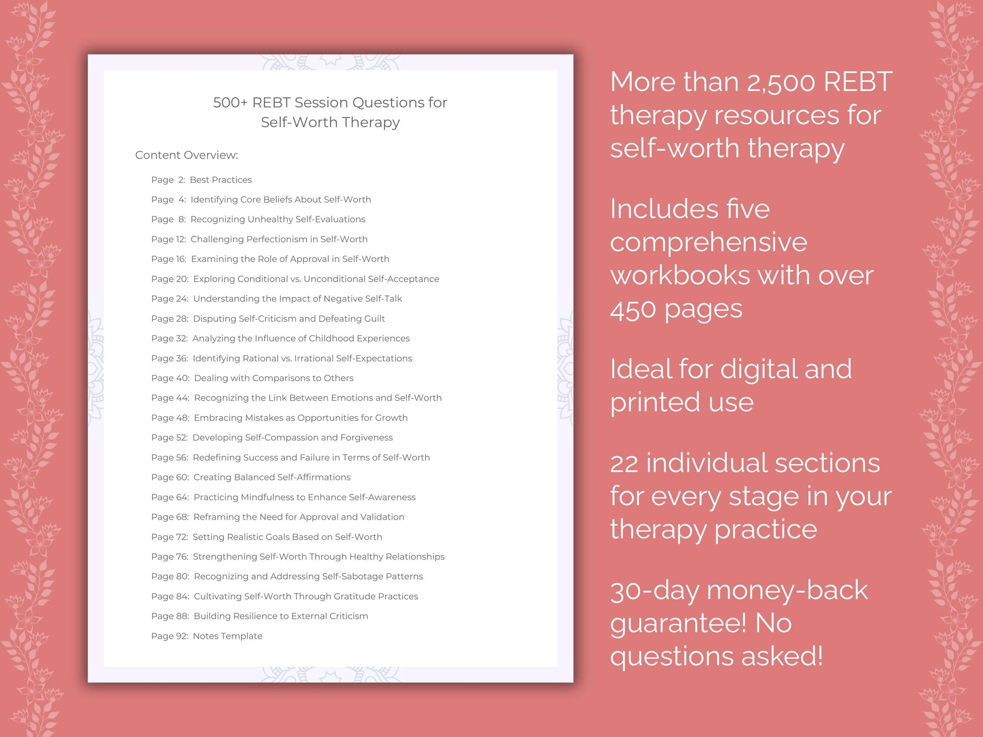 Self-Worth Rational Emotive Behavior Therapy (REBT) Therapist Worksheets