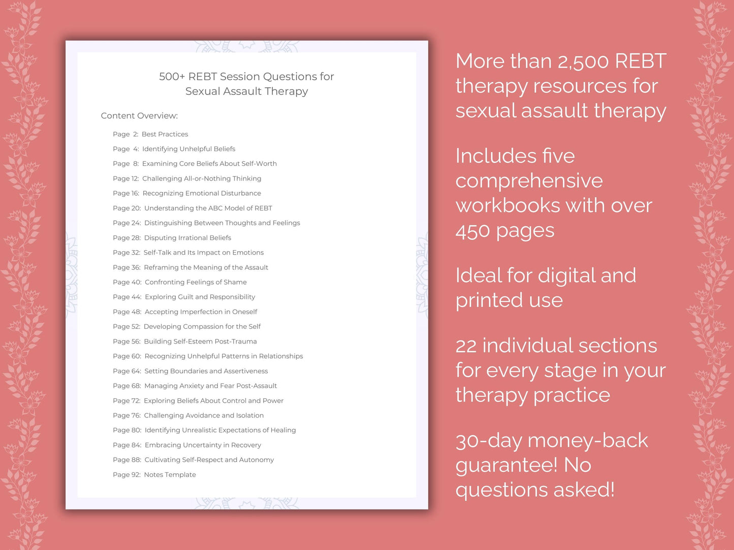 Sexual Assault Rational Emotive Behavior Therapy (REBT) Therapist Worksheets