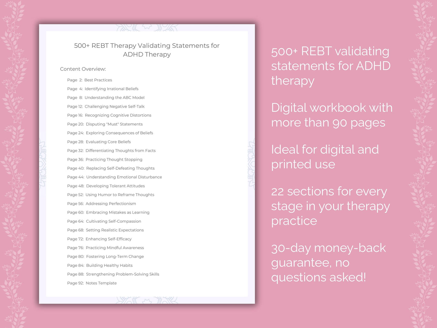 ADHD Rational Emotive Behavior Therapy (REBT) Therapist Worksheets