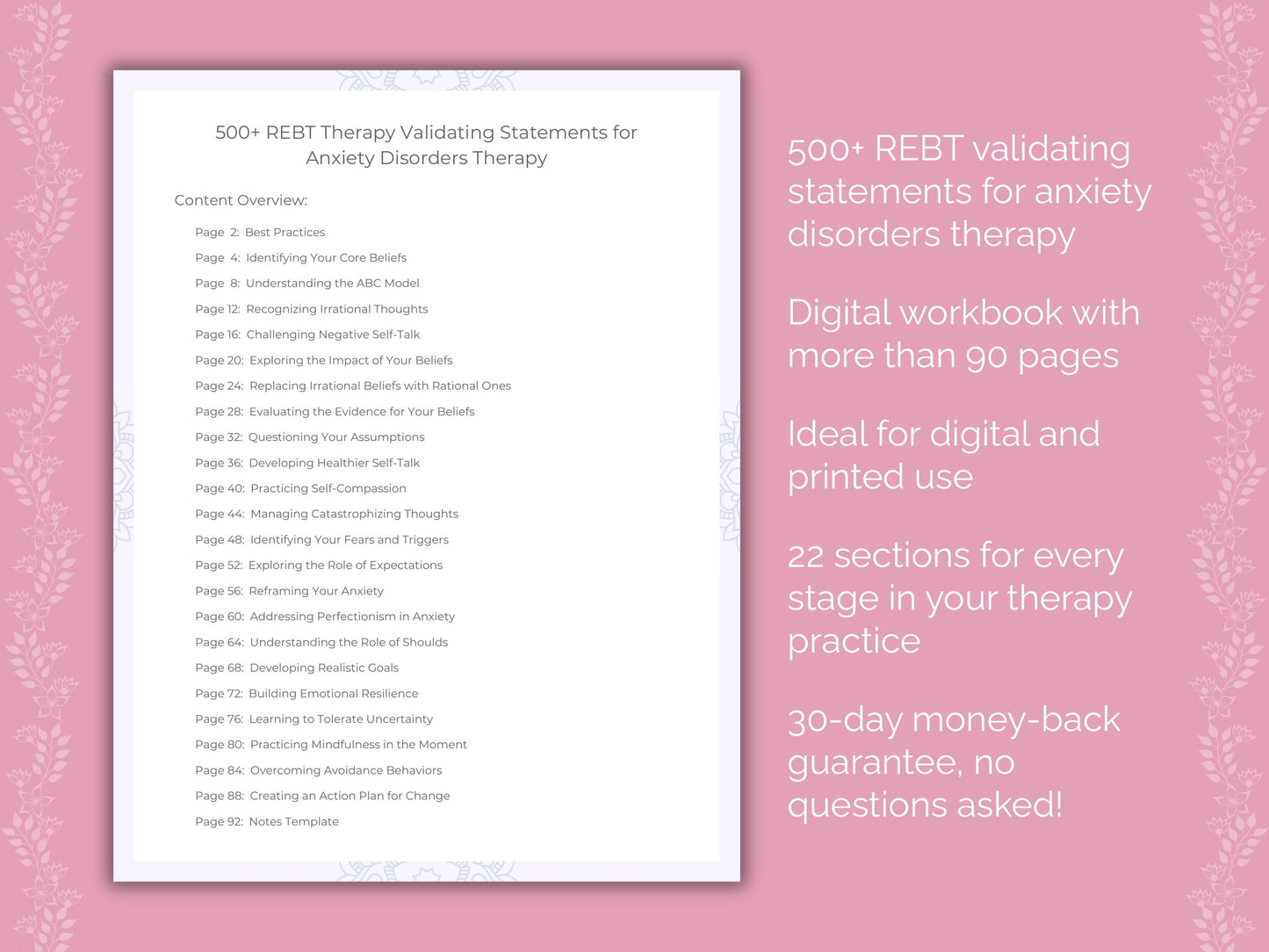 Anxiety Disorders Rational Emotive Behavior Therapy (REBT) Therapist Worksheets