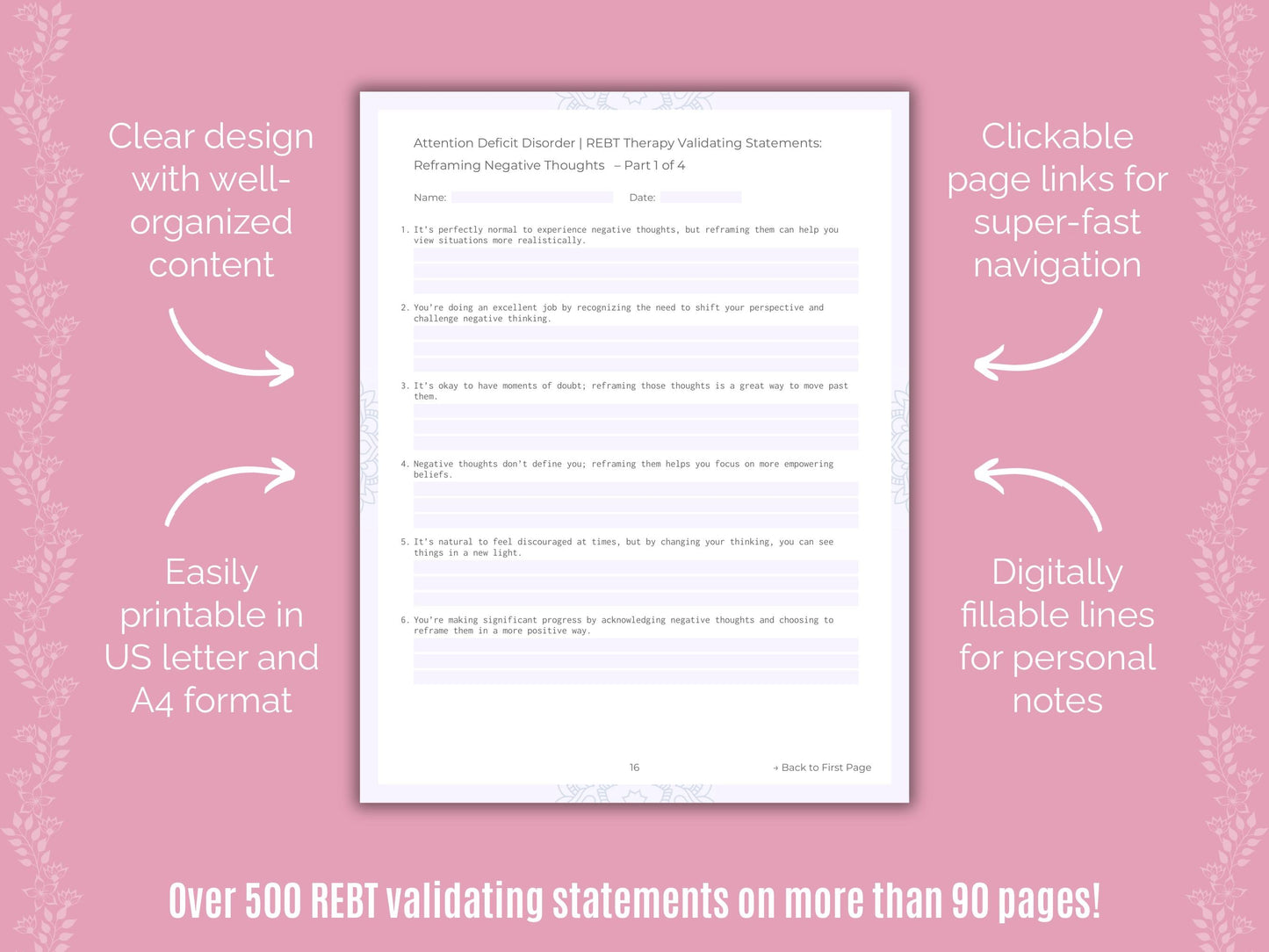 Attention Deficit Disorder (ADD) Rational Emotive Behavior Therapy (REBT) Counseling Templates