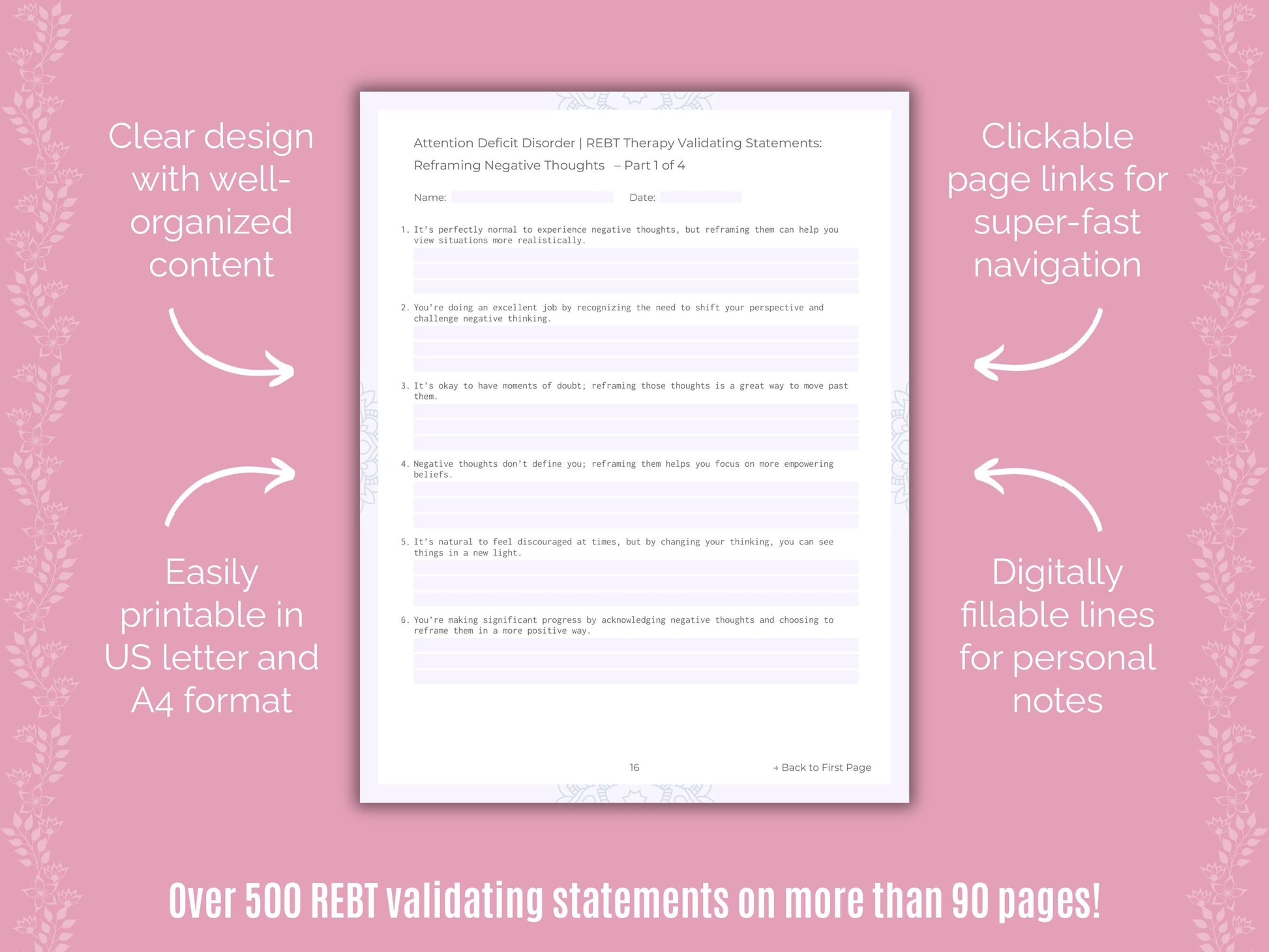 Attention Deficit Disorder (ADD) Rational Emotive Behavior Therapy (REBT) Counseling Templates