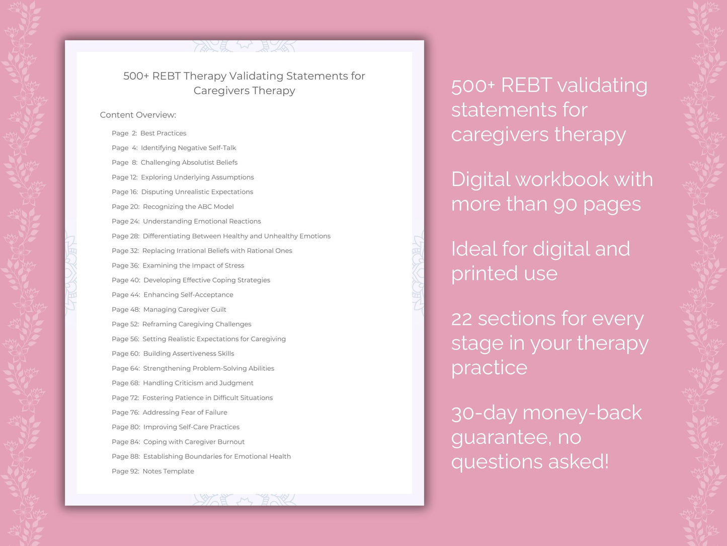 Caregivers Rational Emotive Behavior Therapy (REBT) Therapist Worksheets