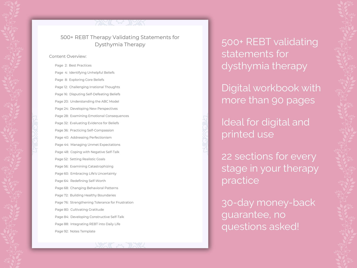 Dysthymia Rational Emotive Behavior Therapy (REBT) Therapist Worksheets