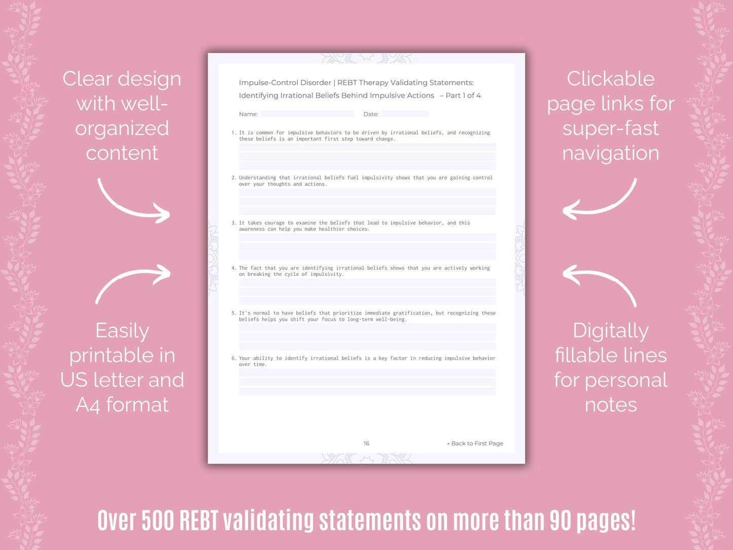 Impulse-Control Disorder (ICD) Rational Emotive Behavior Therapy (REBT) Counseling Templates