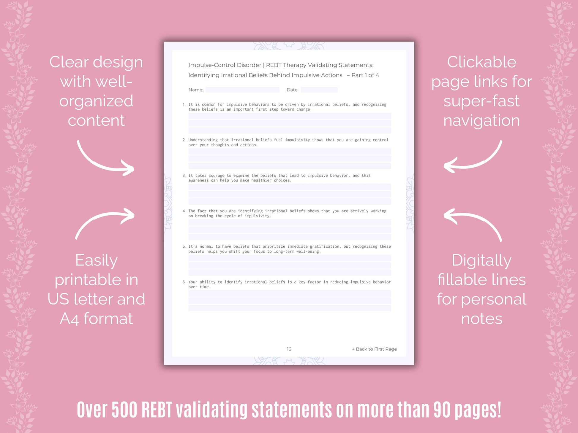 Impulse-Control Disorder (ICD) Rational Emotive Behavior Therapy (REBT) Counseling Templates