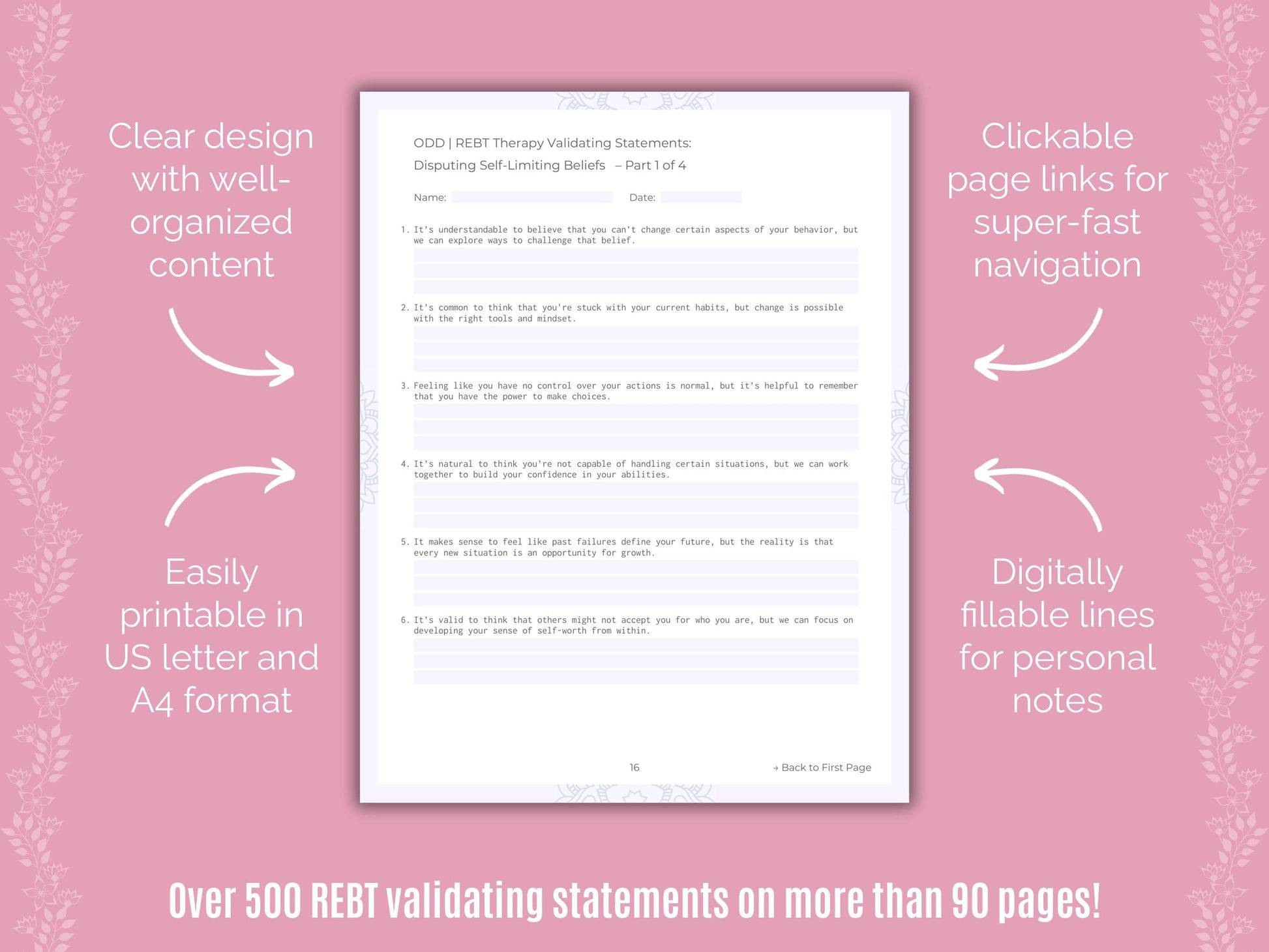 Oppositional Defiant Disorder (ODD) Rational Emotive Behavior Therapy (REBT) Counseling Templates