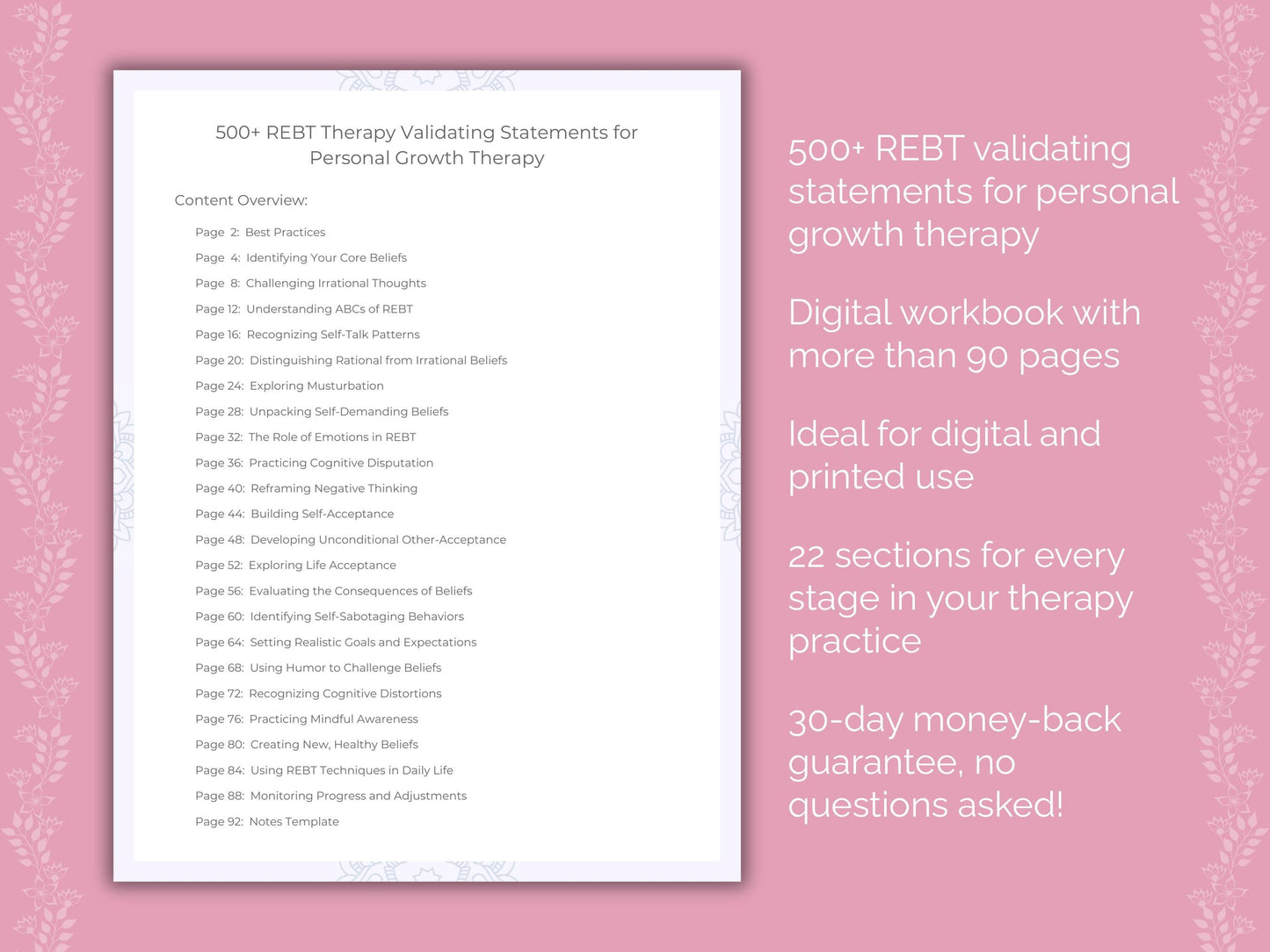 Personal Growth Rational Emotive Behavior Therapy (REBT) Therapist Worksheets