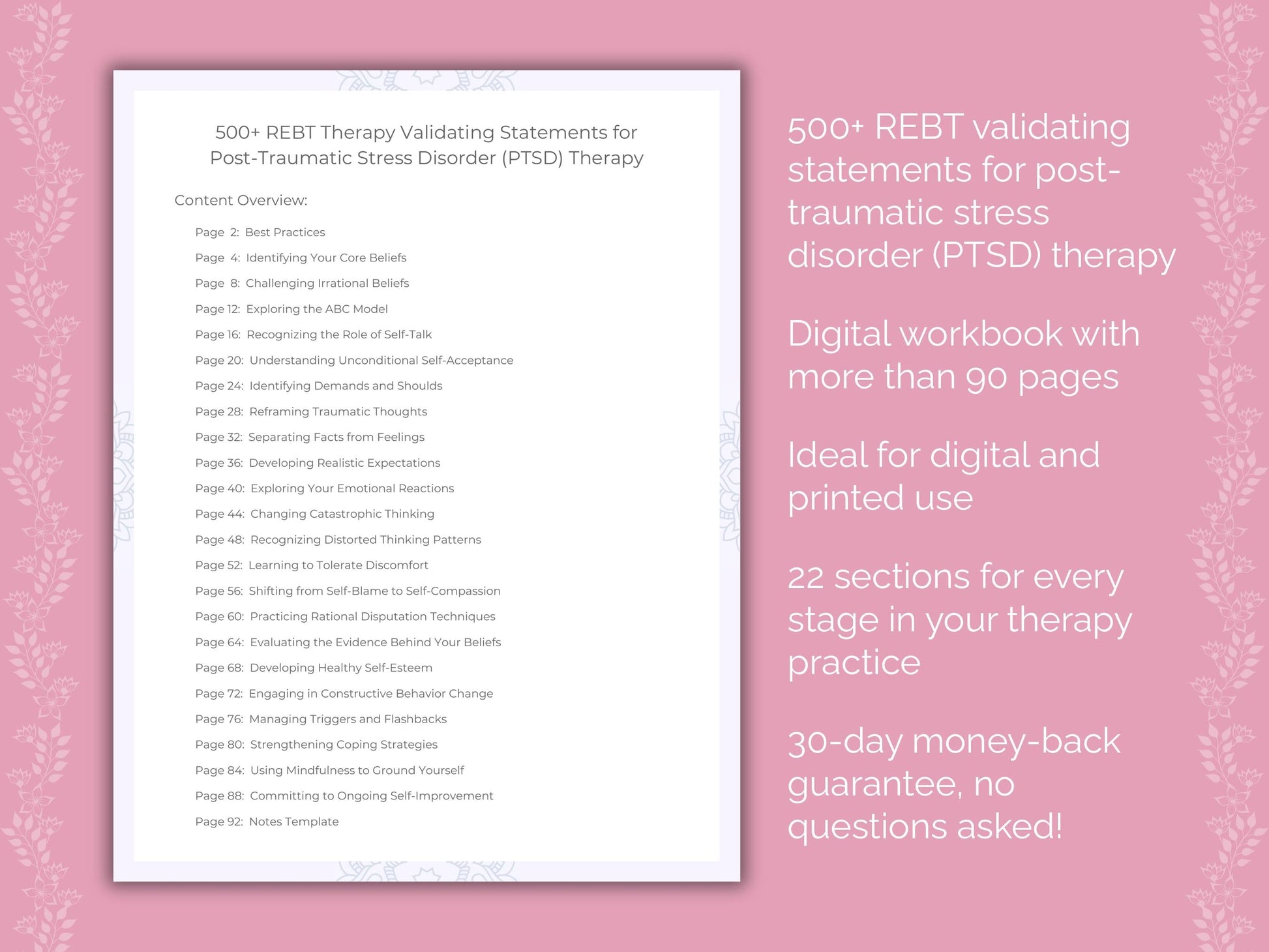 Post-Traumatic Stress Disorder (PTSD) Rational Emotive Behavior Therapy (REBT) Therapist Worksheets