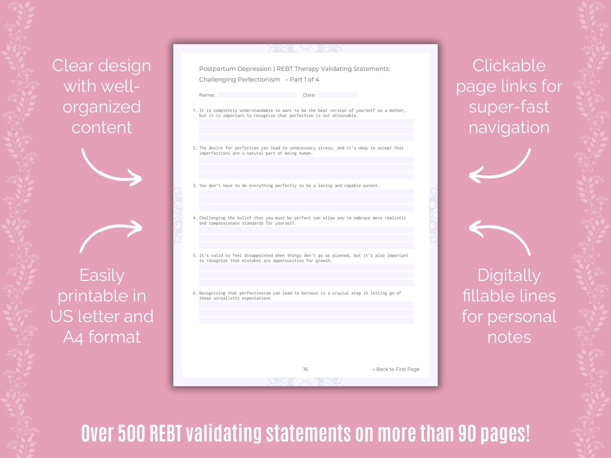 Postpartum Depression Rational Emotive Behavior Therapy (REBT) Counseling Templates