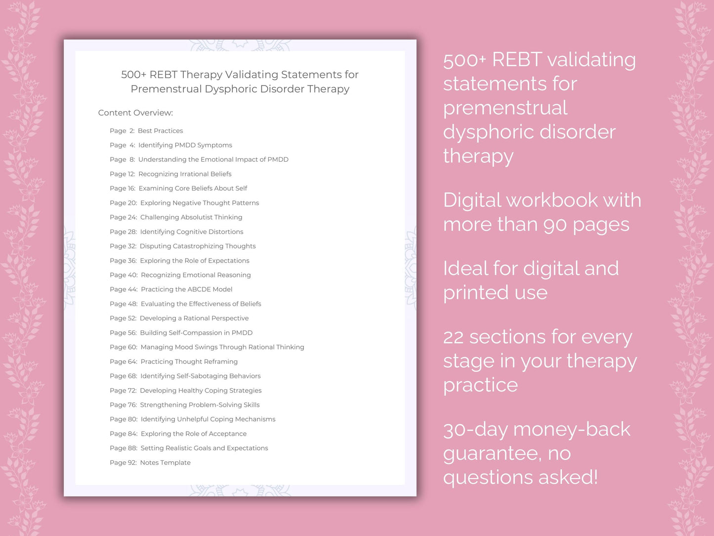 Premenstrual Dysphoric Disorder Rational Emotive Behavior Therapy (REBT) Therapist Worksheets