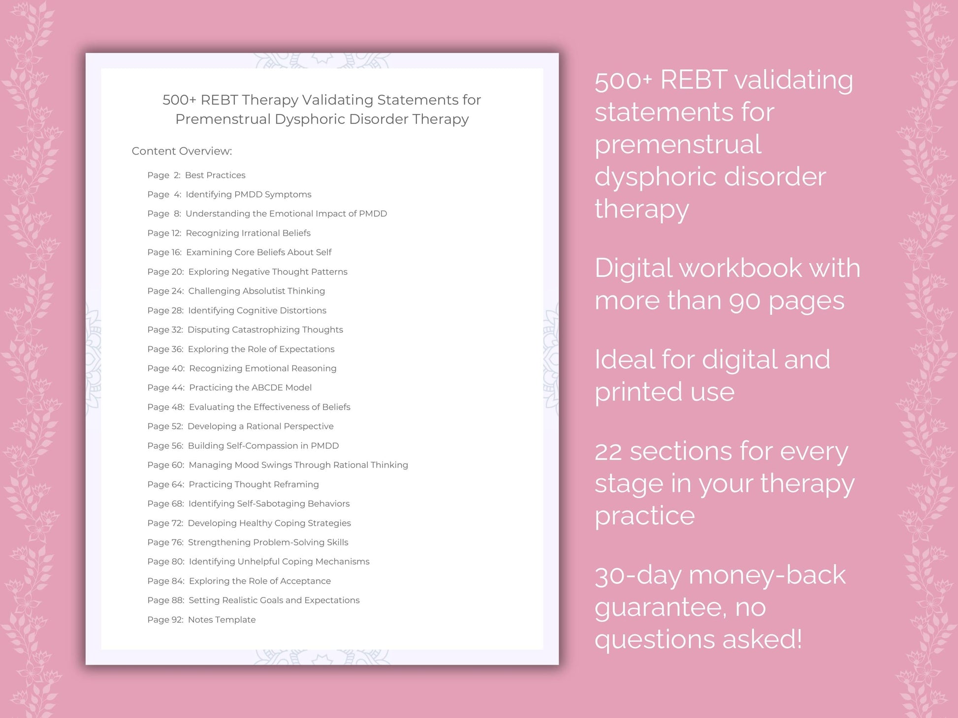 Premenstrual Dysphoric Disorder Rational Emotive Behavior Therapy (REBT) Therapist Worksheets