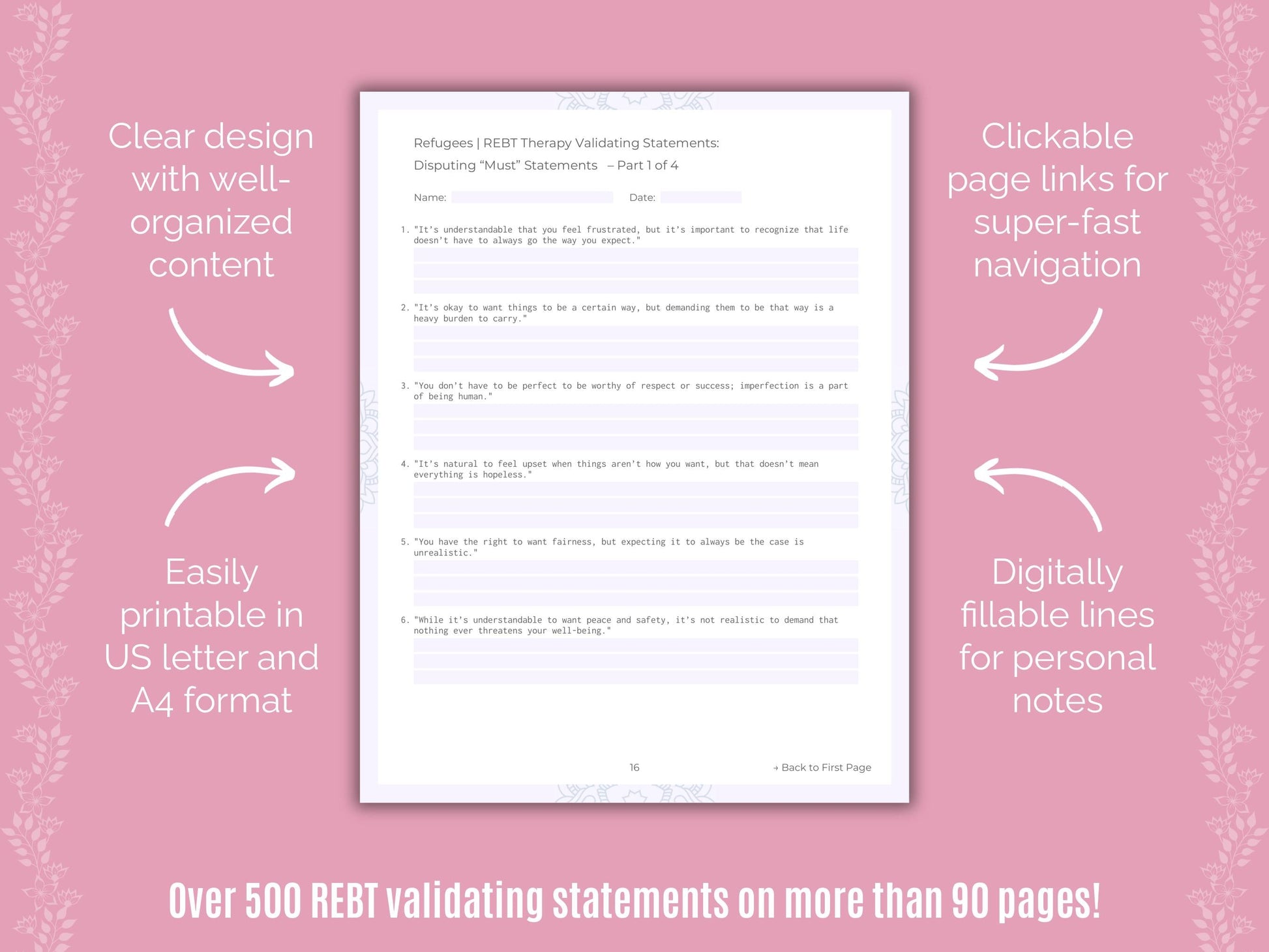 Refugees Rational Emotive Behavior Therapy (REBT) Counseling Templates