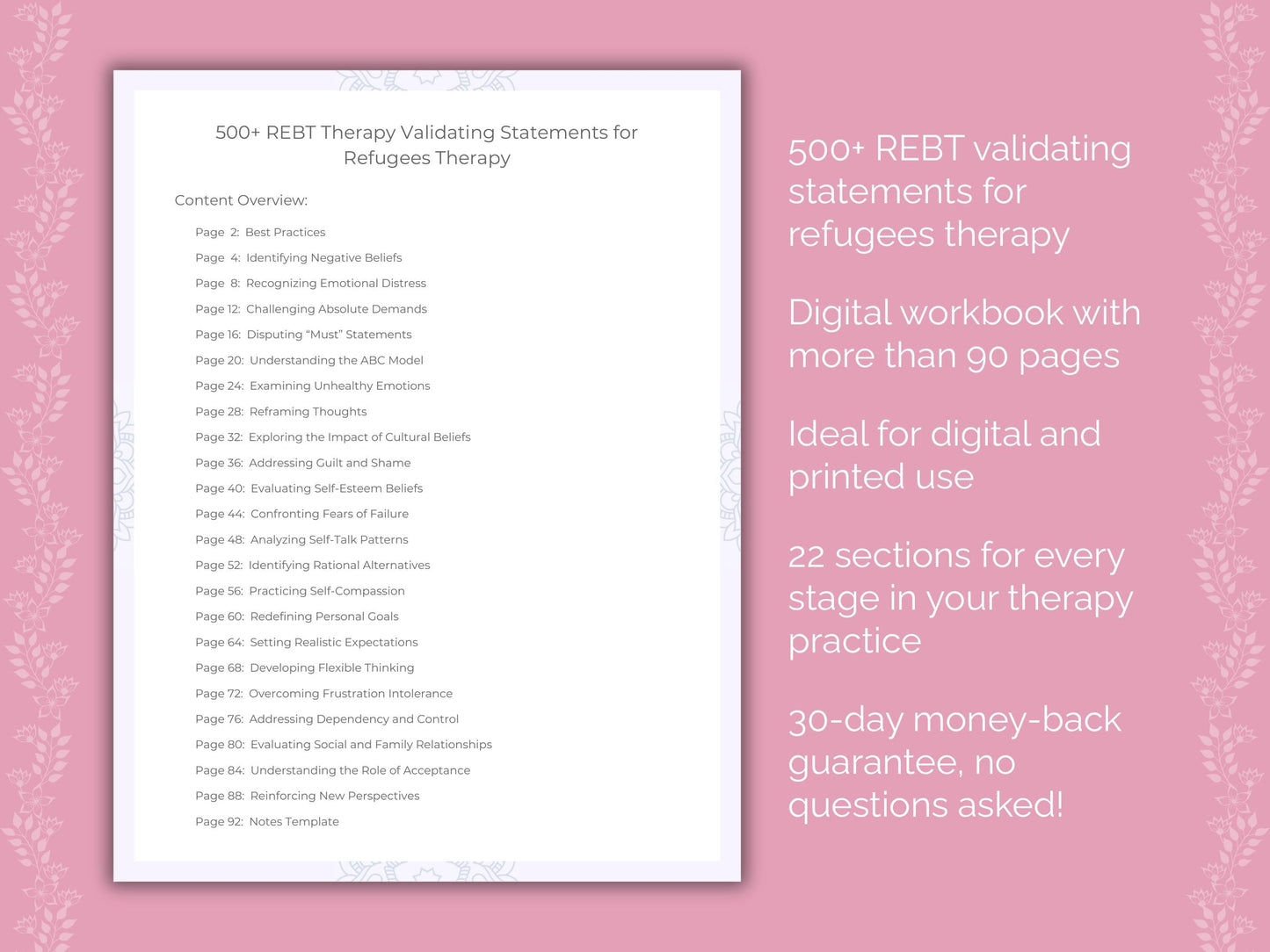 Refugees Rational Emotive Behavior Therapy (REBT) Therapist Worksheets