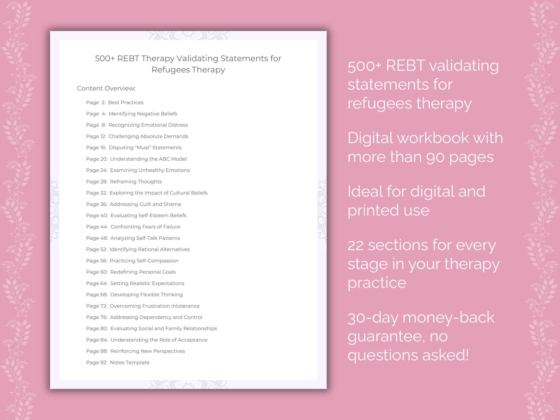 Refugees Rational Emotive Behavior Therapy (REBT) Therapist Worksheets