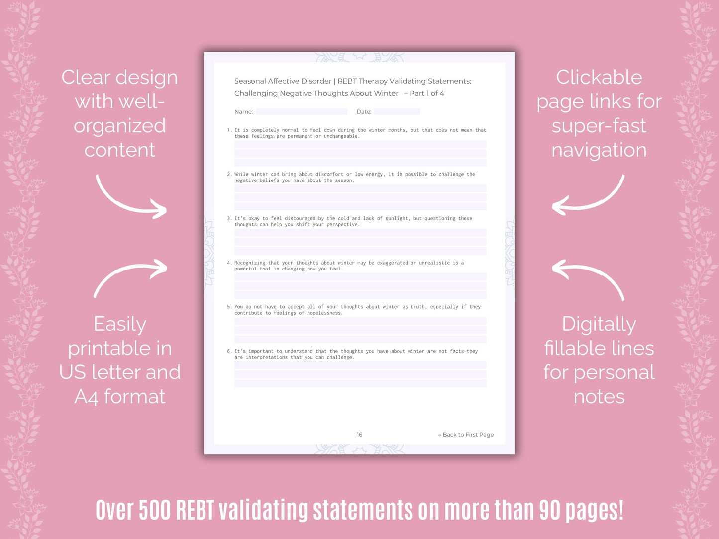 Seasonal Affective Disorder Rational Emotive Behavior Therapy (REBT) Counseling Templates
