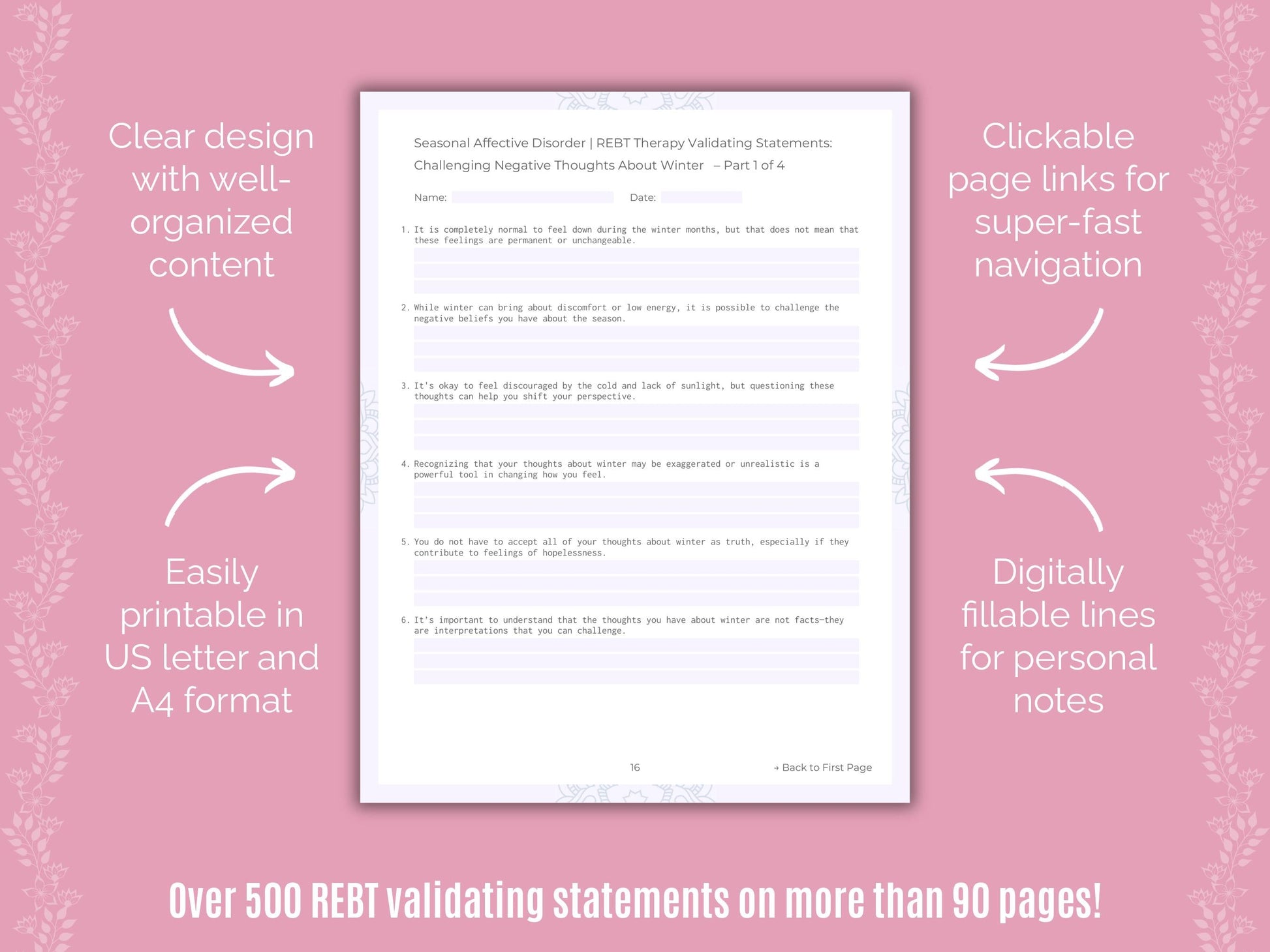 Seasonal Affective Disorder Rational Emotive Behavior Therapy (REBT) Counseling Templates