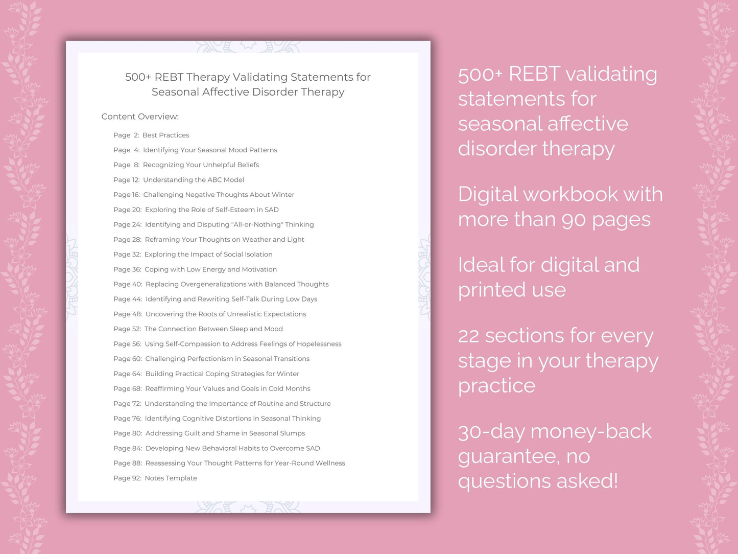 Seasonal Affective Disorder Rational Emotive Behavior Therapy (REBT) Therapist Worksheets
