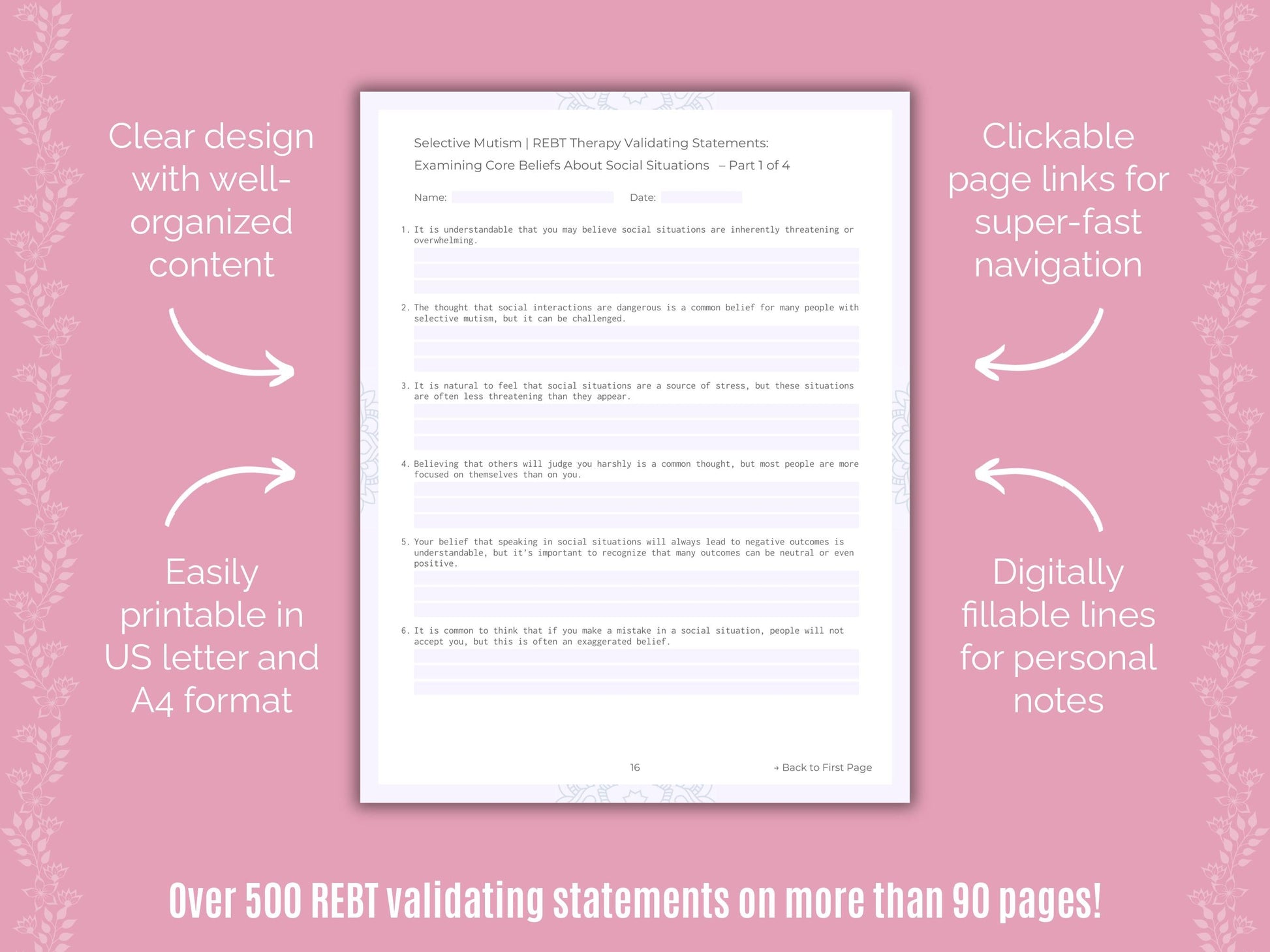 Selective Mutism Rational Emotive Behavior Therapy (REBT) Counseling Templates