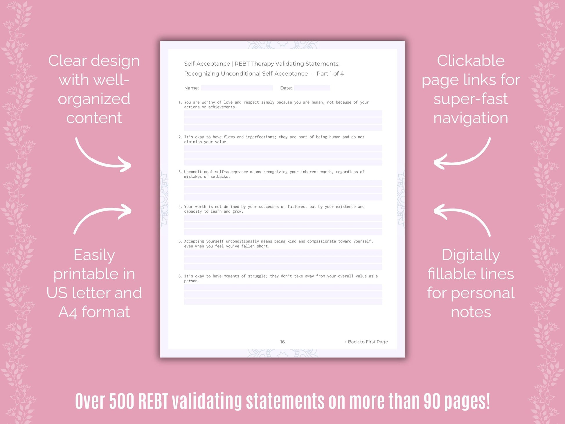 Self-Acceptance Rational Emotive Behavior Therapy (REBT) Counseling Templates