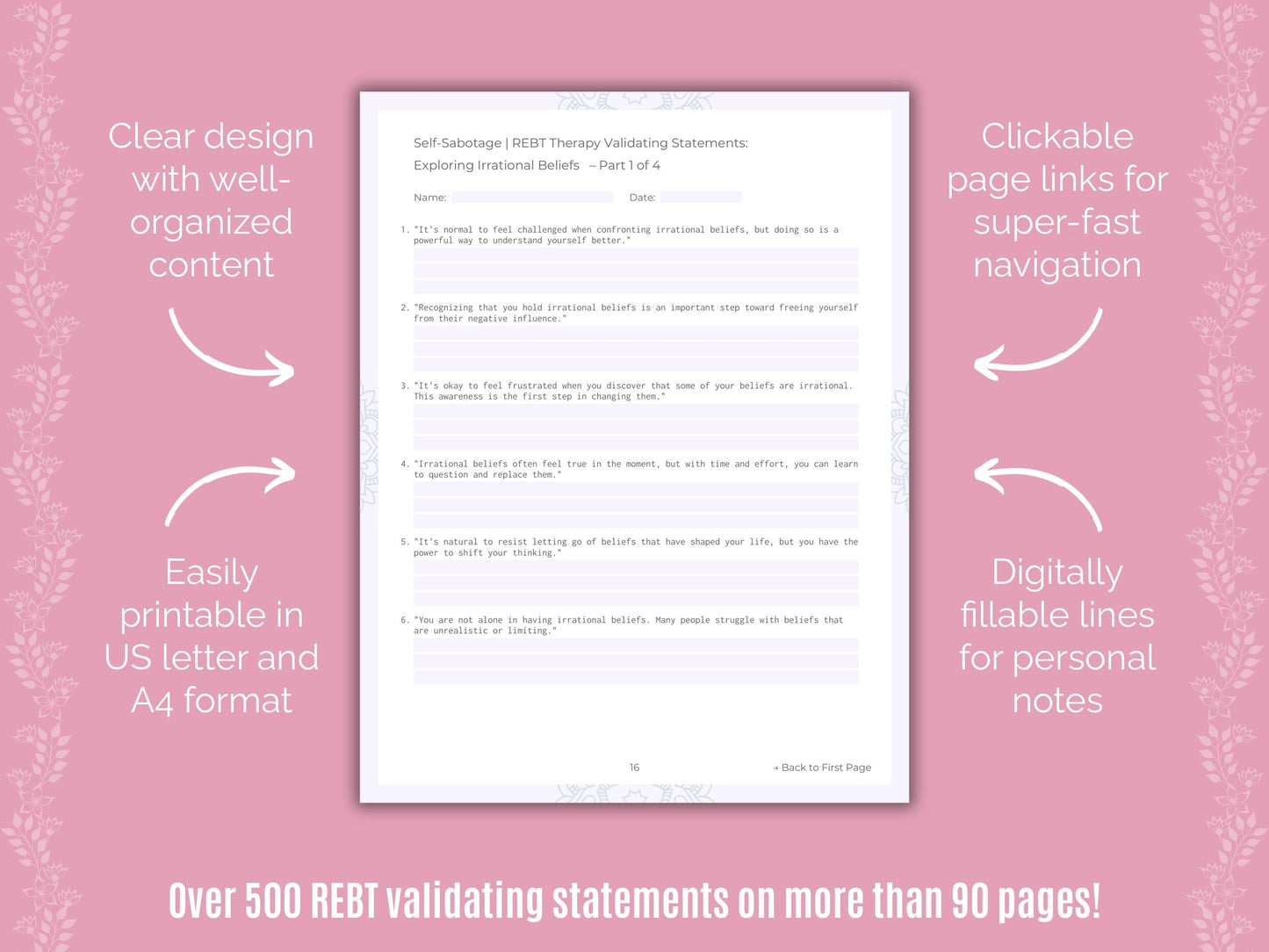 Self-Sabotage Rational Emotive Behavior Therapy (REBT) Counseling Templates