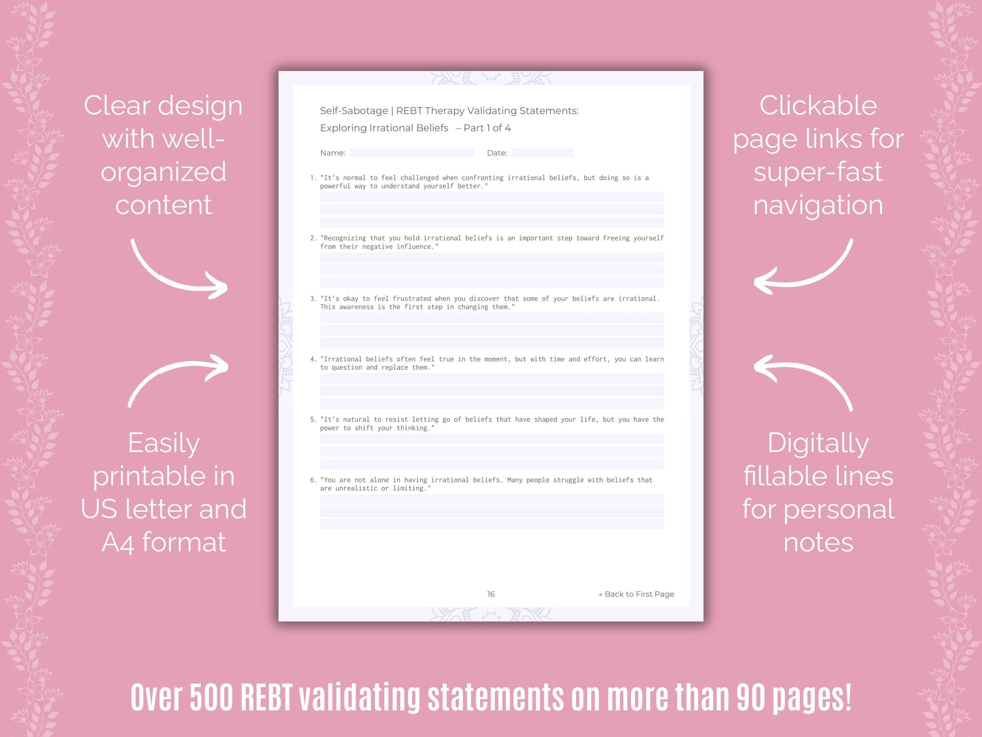 Self-Sabotage Rational Emotive Behavior Therapy (REBT) Counseling Templates