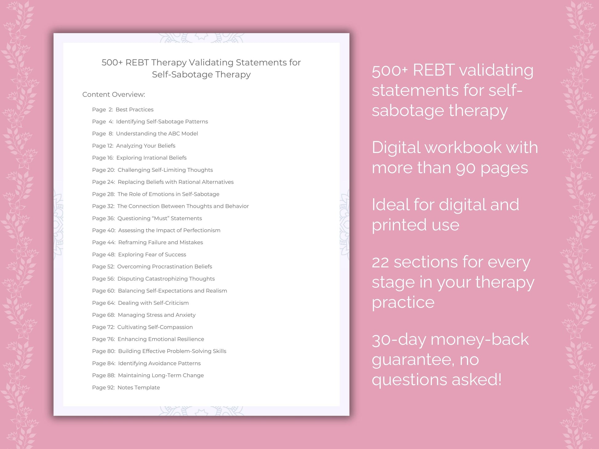 Self-Sabotage Rational Emotive Behavior Therapy (REBT) Therapist Worksheets