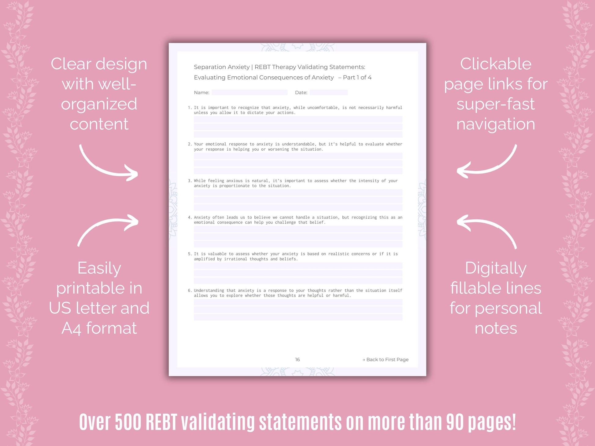 Separation Anxiety Rational Emotive Behavior Therapy (REBT) Counseling Templates