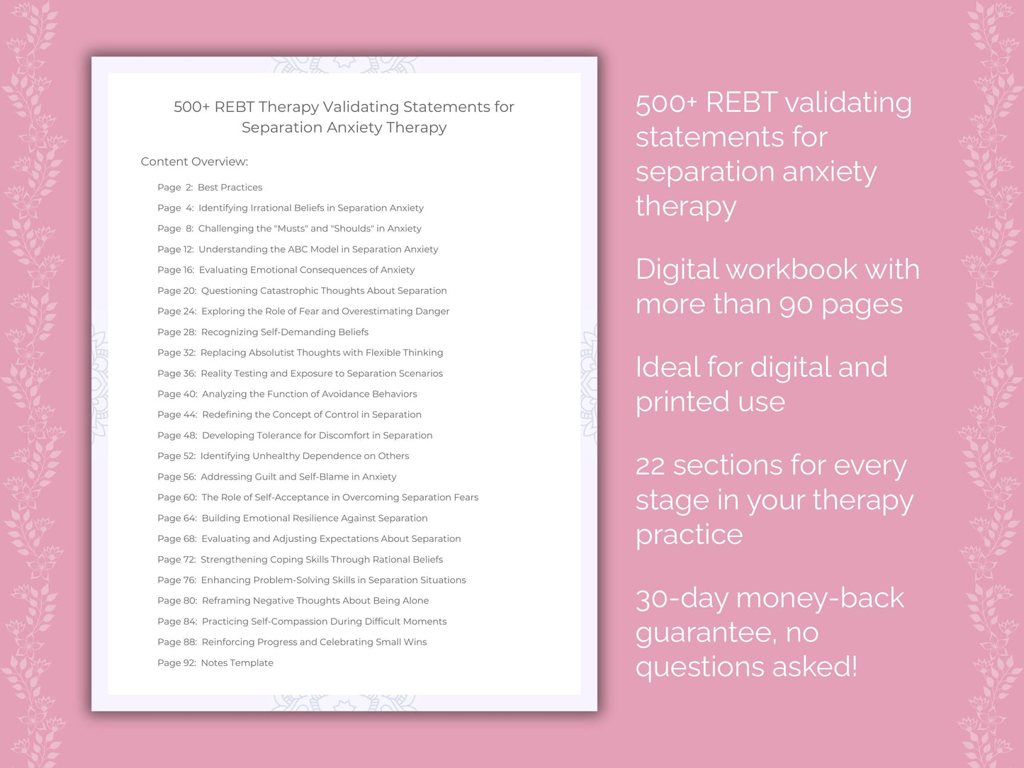 Separation Anxiety Rational Emotive Behavior Therapy (REBT) Therapist Worksheets