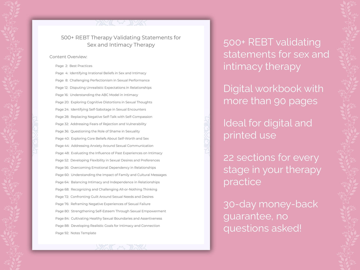 Sex and Intimacy Rational Emotive Behavior Therapy (REBT) Therapist Worksheets