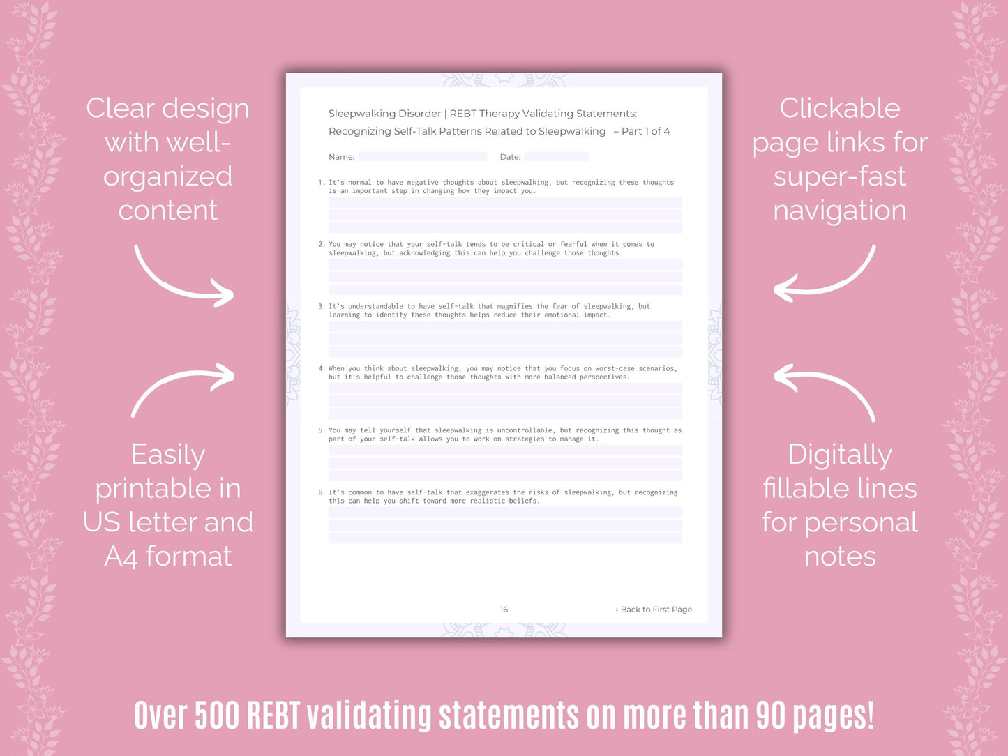 Sleepwalking Disorder Rational Emotive Behavior Therapy (REBT) Counseling Templates