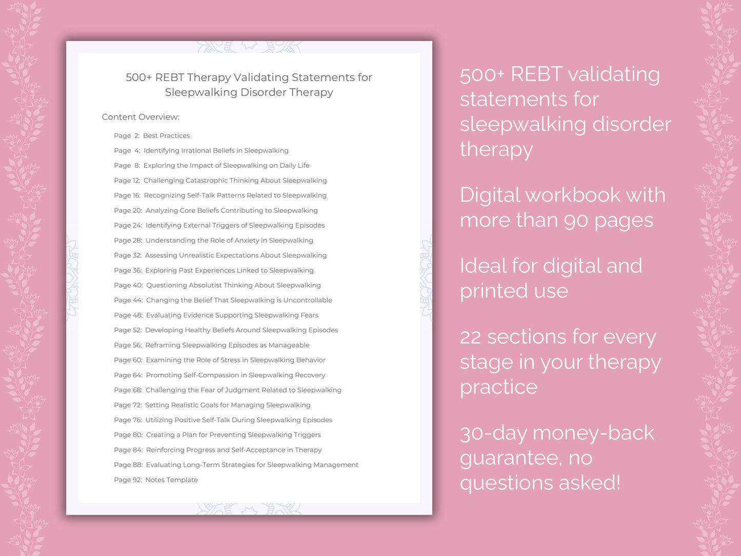 Sleepwalking Disorder Rational Emotive Behavior Therapy (REBT) Therapist Worksheets
