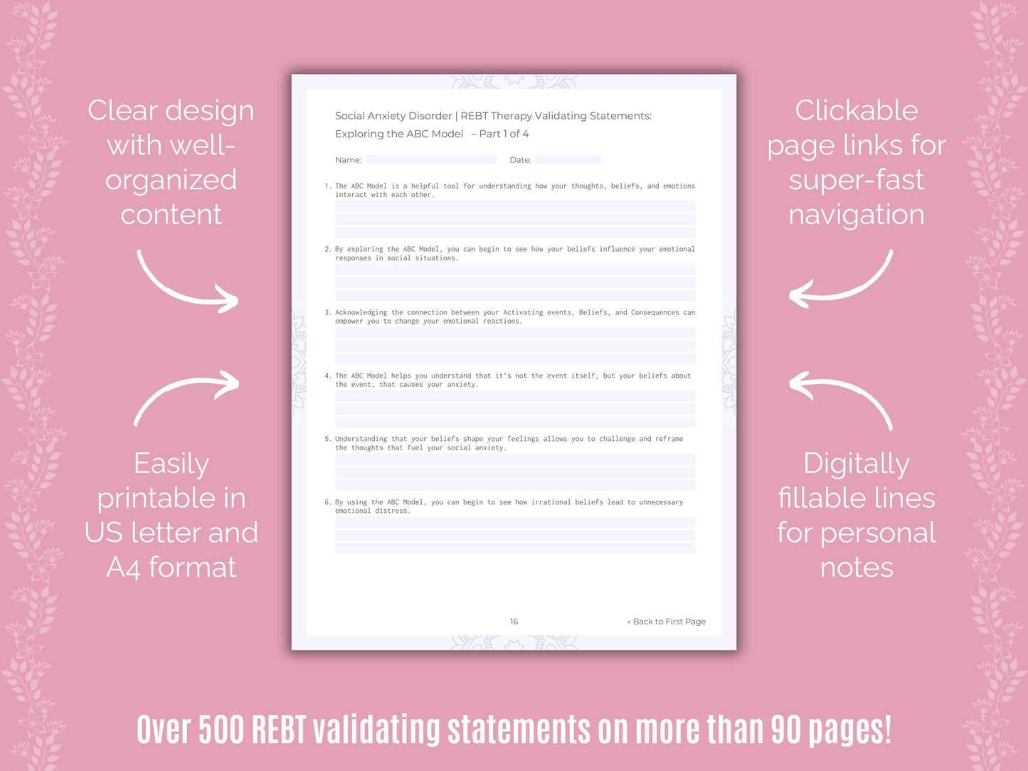 Social Anxiety Disorder Rational Emotive Behavior Therapy (REBT) Counseling Templates