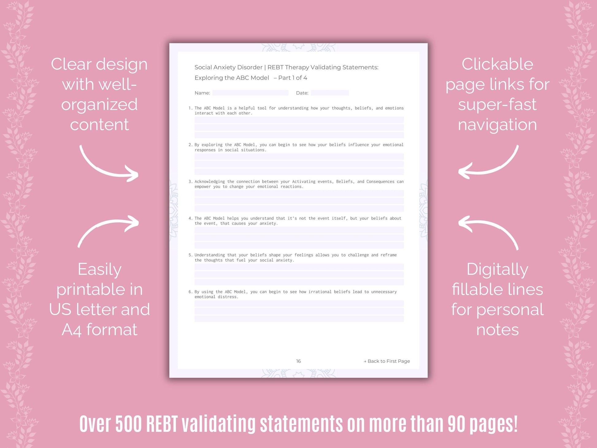 Social Anxiety Disorder Rational Emotive Behavior Therapy (REBT) Counseling Templates