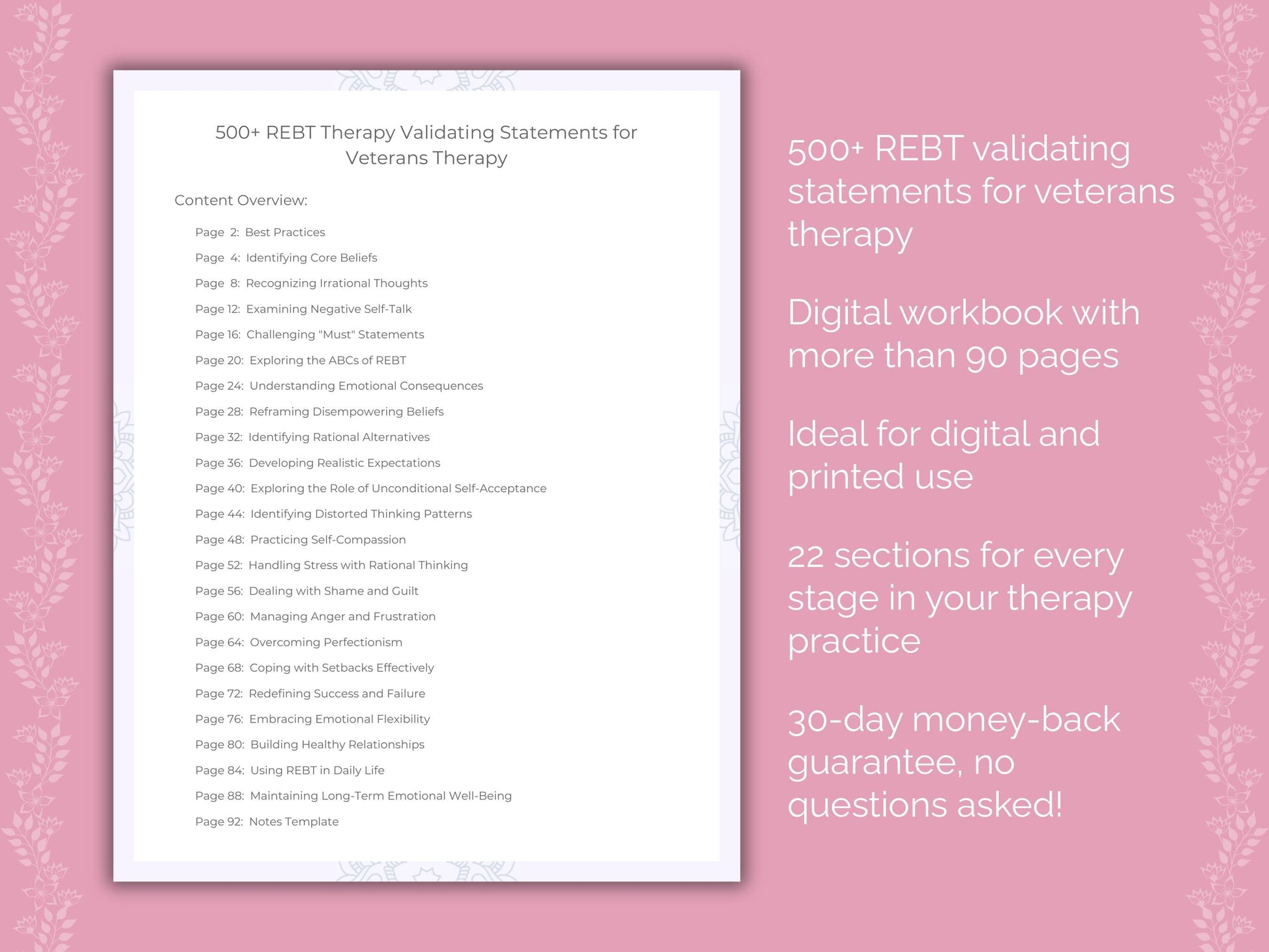 Veterans Rational Emotive Behavior Therapy (REBT) Therapist Worksheets