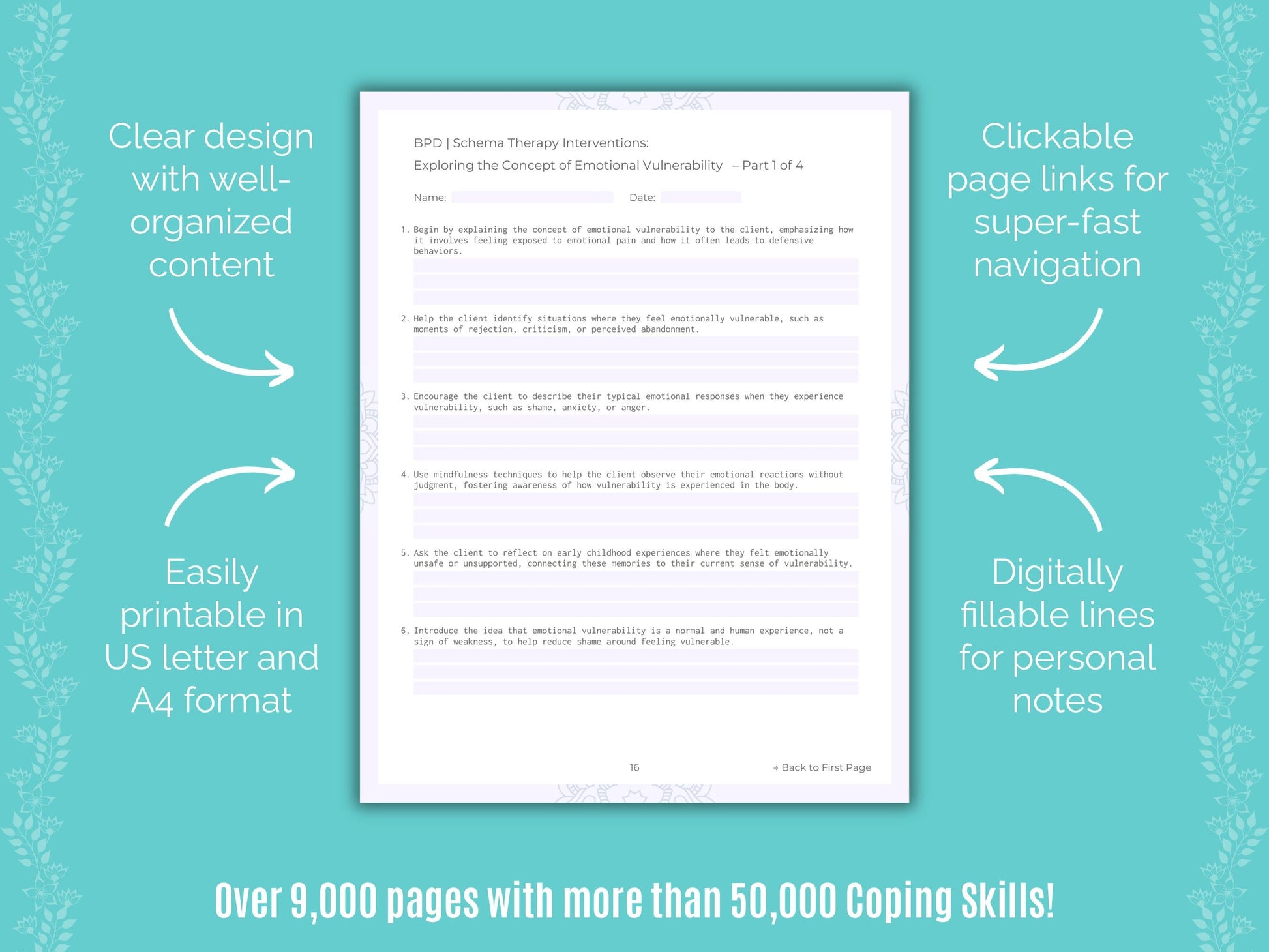 Schema Therapy Coping Skills Counselor Cheat Sheets