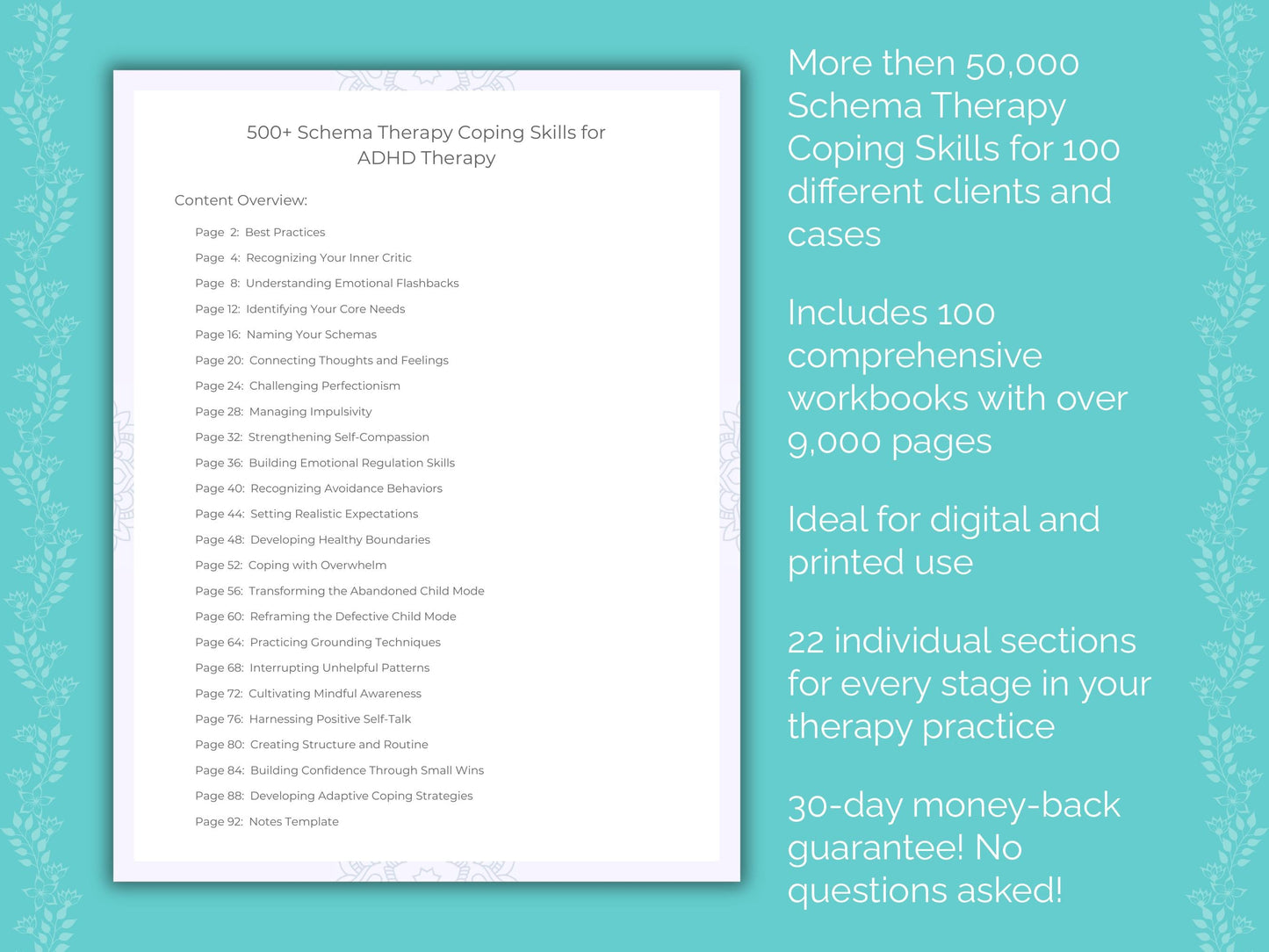 Schema Therapy Coping Skills Counseling Templates