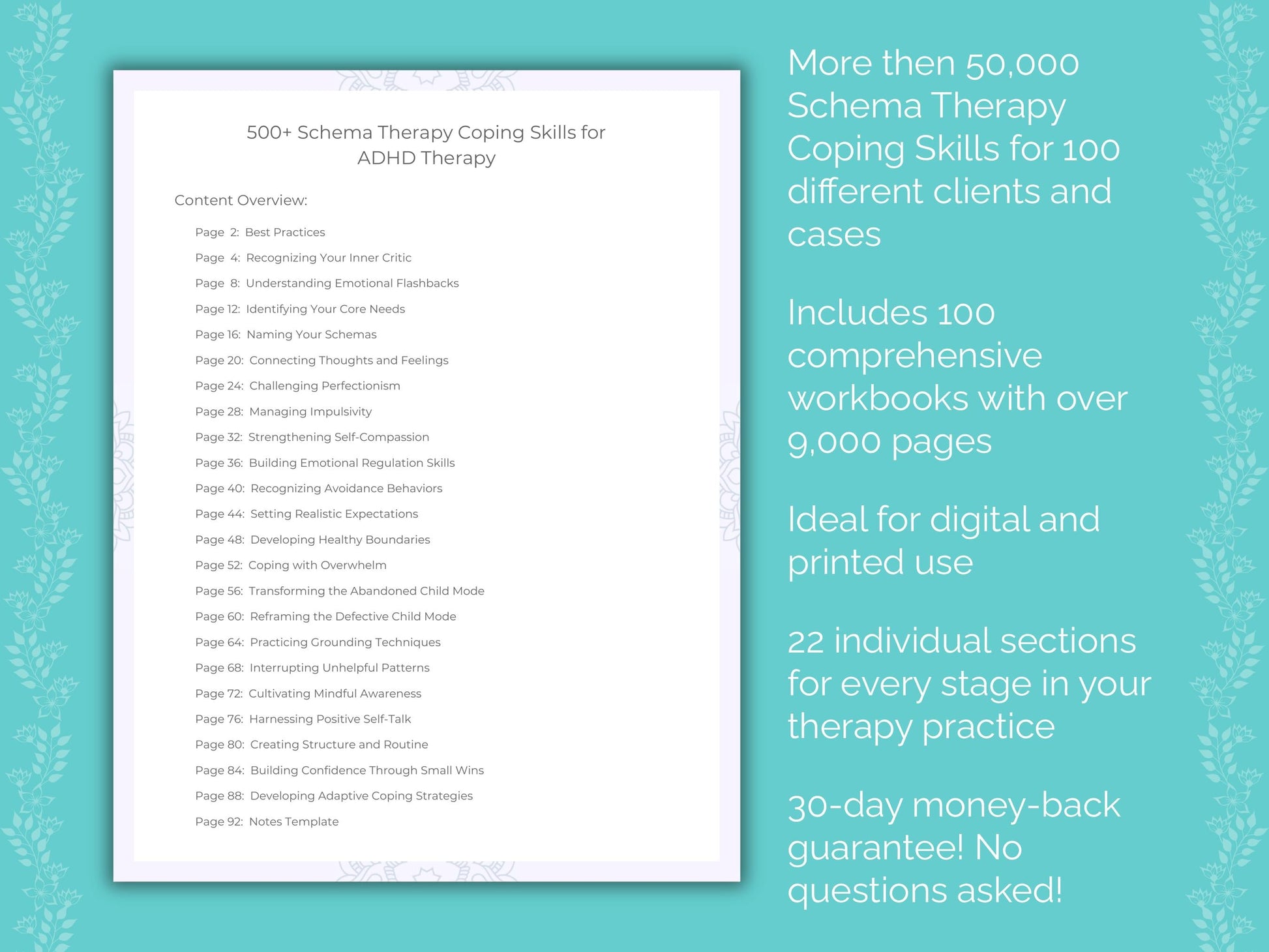 Schema Therapy Coping Skills Counseling Templates