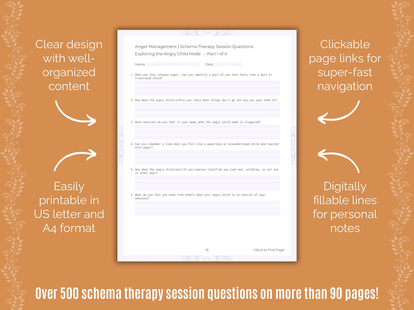 Anger Management Schema Therapy Counseling Templates