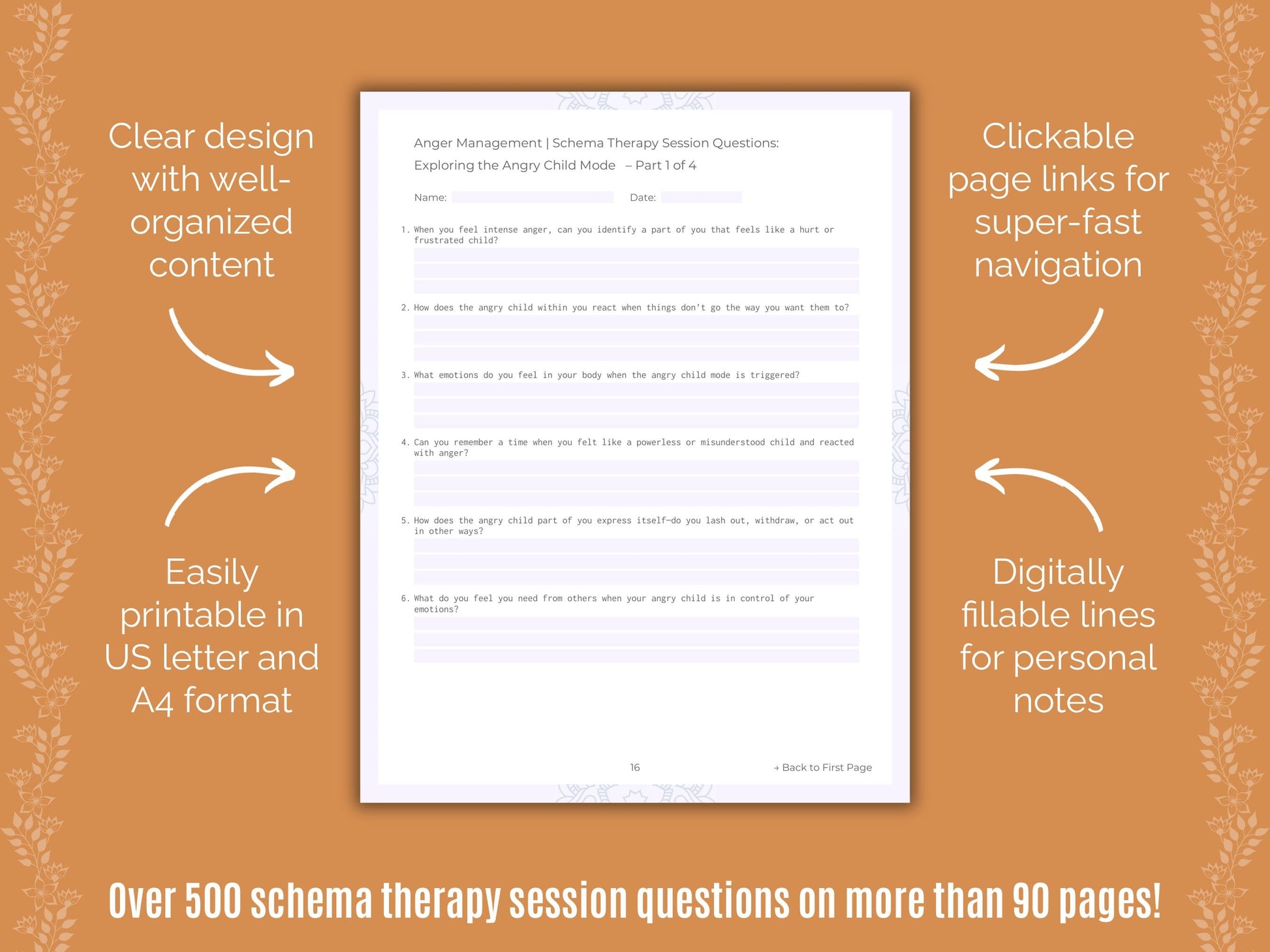 Anger Management Schema Therapy Counseling Templates