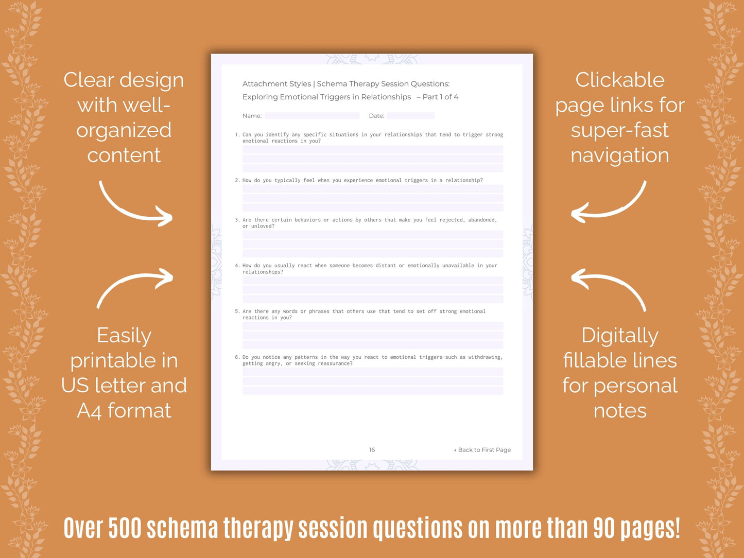 Attachment Styles Schema Therapy Counseling Templates