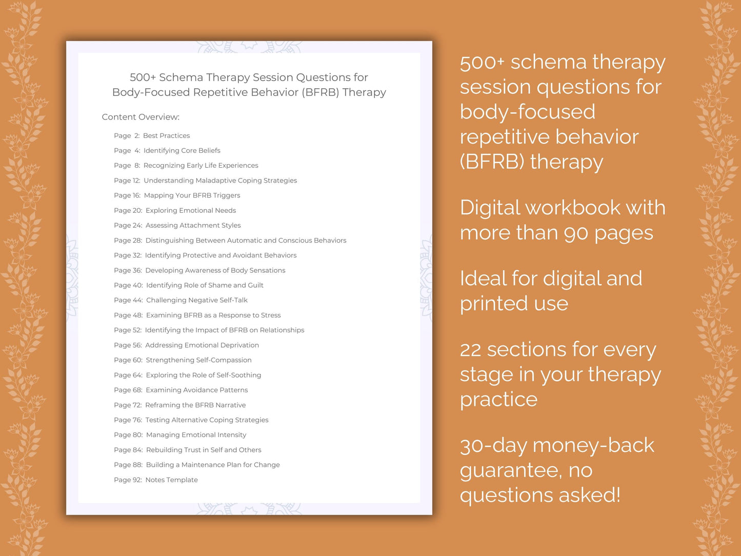 Body-Focused Repetitive Behavior (BFRB) Schema Therapy Therapist Worksheets